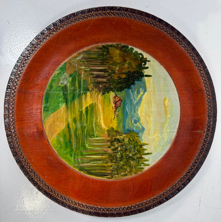 Polish Hand-Painted Wooden Plate by Romuald Fijałkowski – Folk Art
