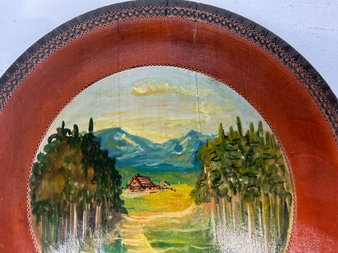 Polish Hand-Painted Wooden Plate by Romuald Fijałkowski – Folk Art