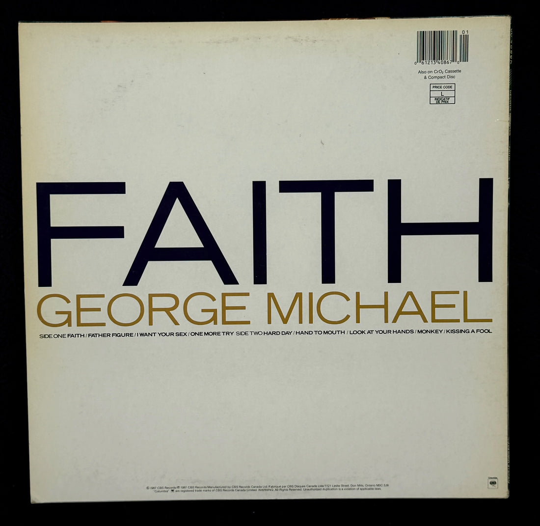 Original 1987 George Michael Faith vinyl LP CBS Canada pressing. Classic 80s pop album with iconic hits. Solid playable copy with light wear.
