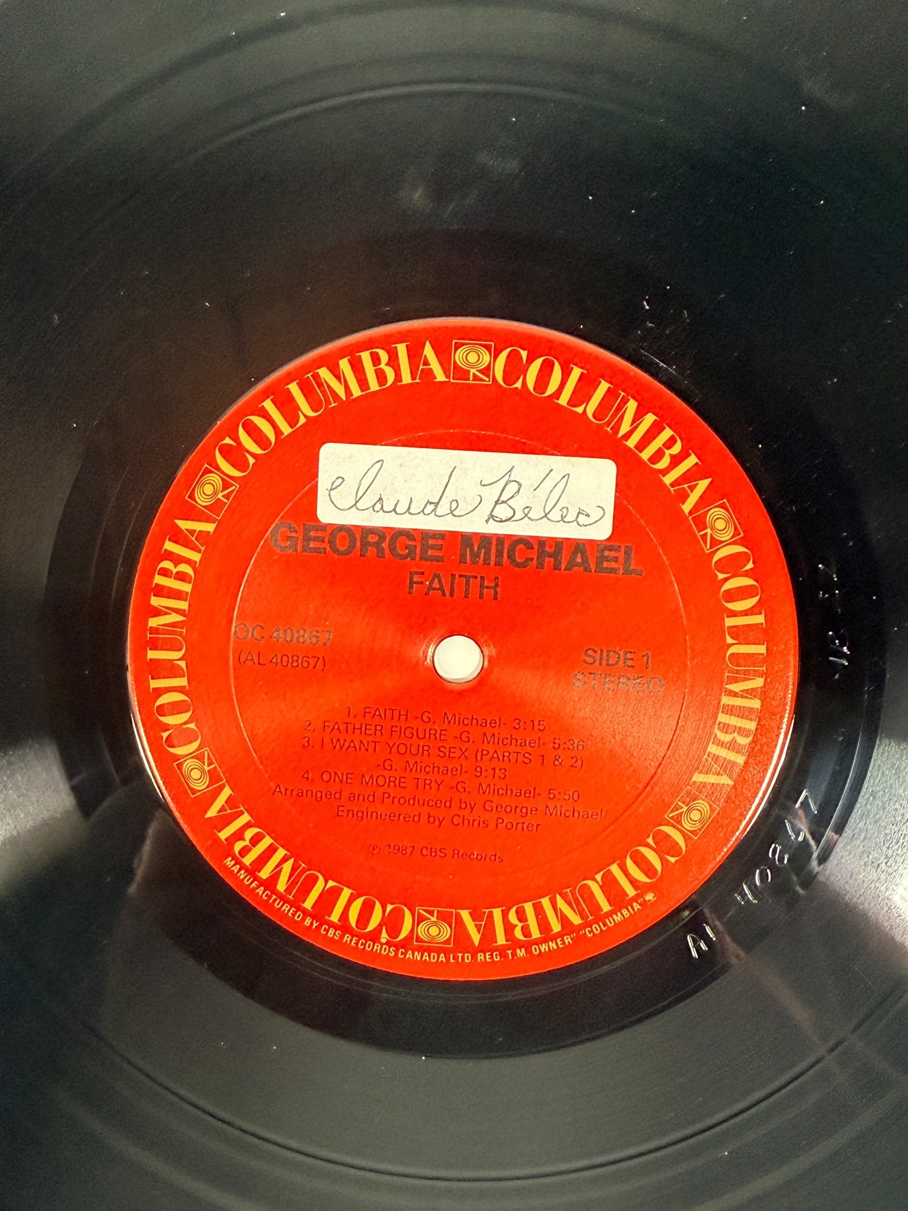 Original 1987 George Michael Faith vinyl LP CBS Canada pressing. Classic 80s pop album with iconic hits. Solid playable copy with light wear.