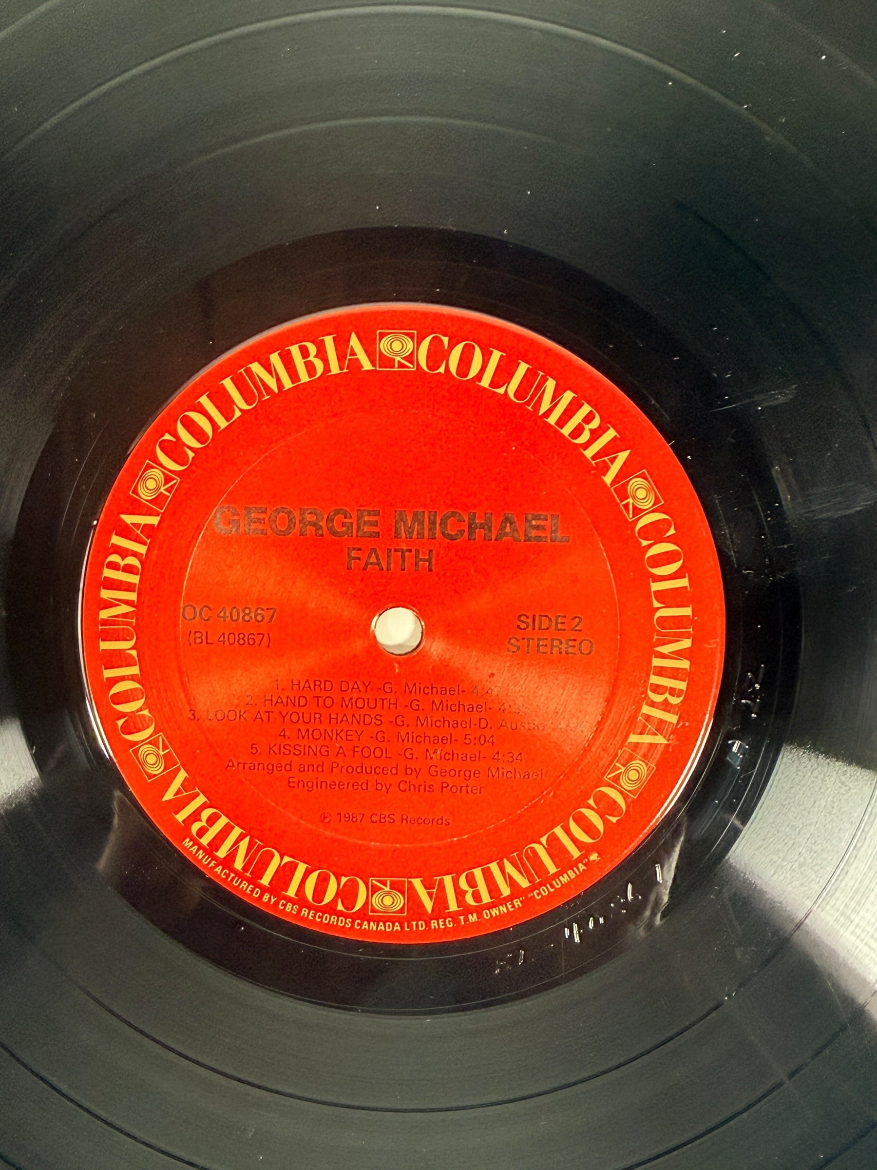 Original 1987 George Michael Faith vinyl LP CBS Canada pressing. Classic 80s pop album with iconic hits. Solid playable copy with light wear.