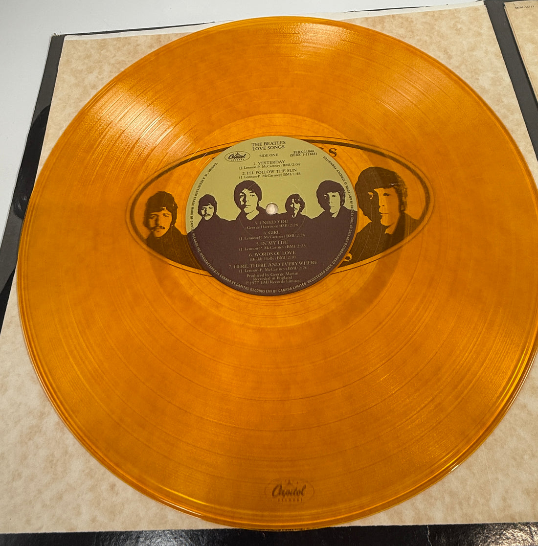 Beatles – Love Songs 1977 Amber Vinyl, Canada SEBX-11844, ALBUM VG+, Cover: G