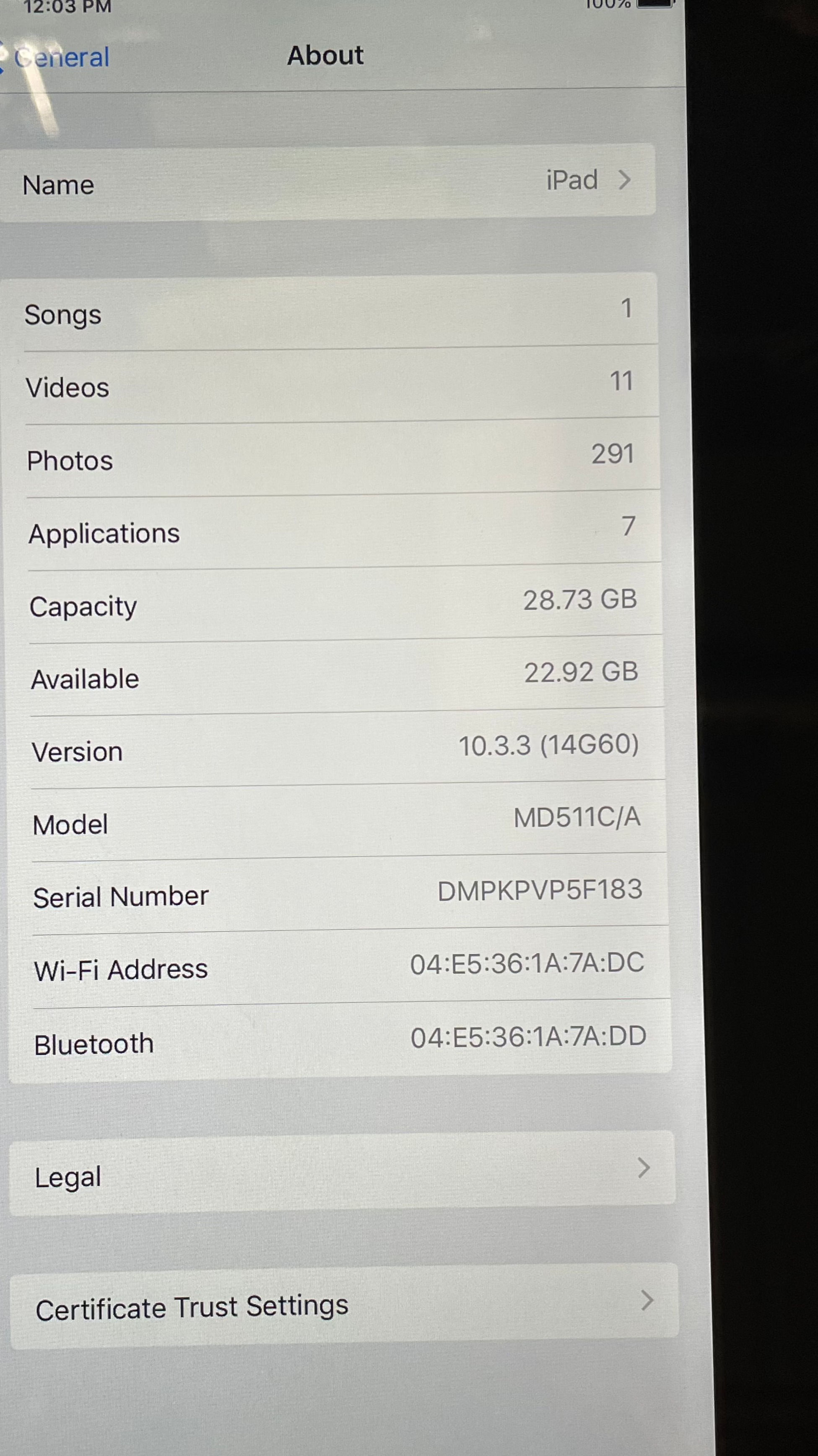 Apple iPad 4e génération A1458 32 Go Wi-Fi, 9,7 pouces, argent et noir - Écran Hello. Actif