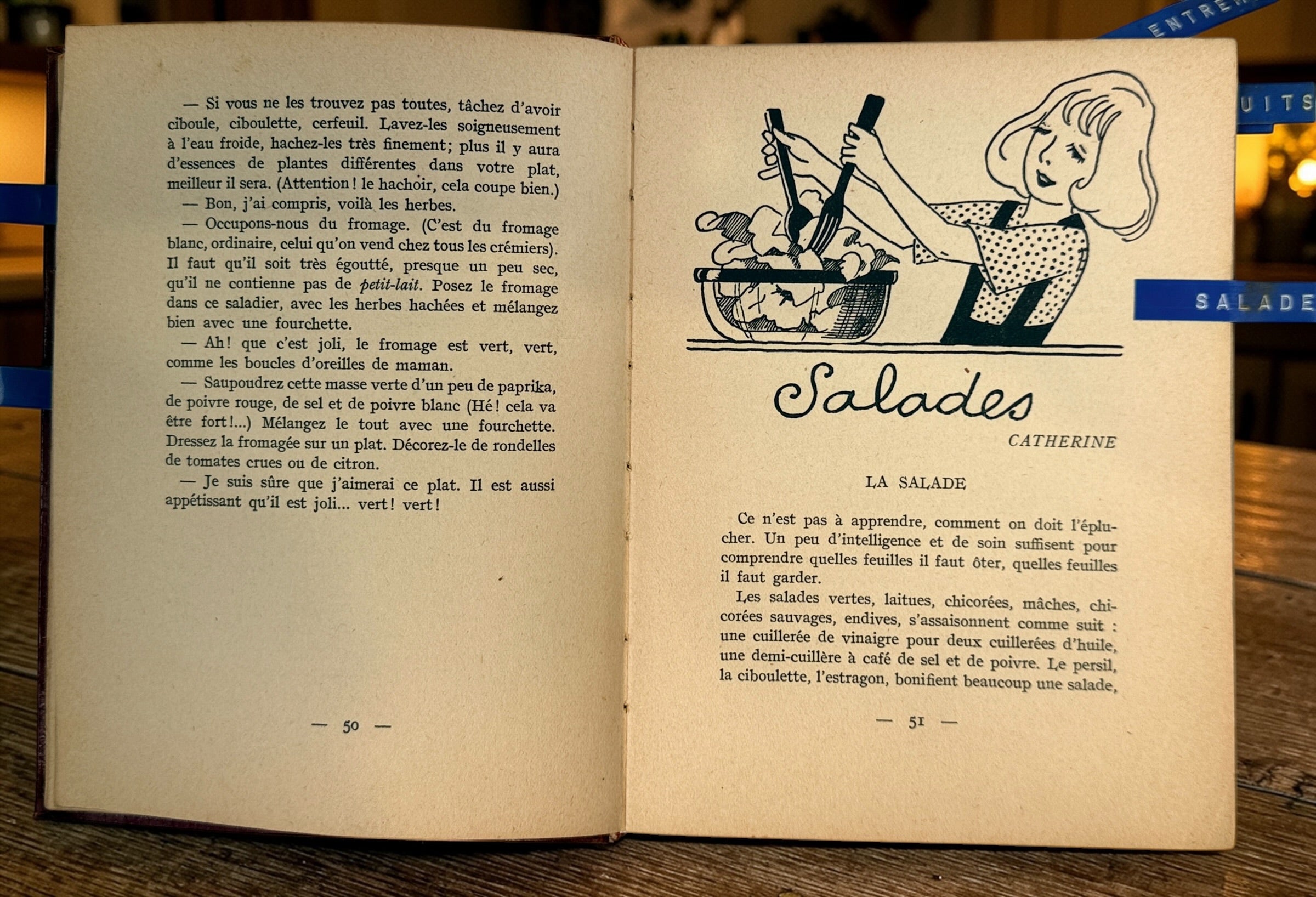 Vintage French children’s cookbook by Josy Ambroise Thomas, mid-century illustrated recipe book with original tabs, collectible Paris edition.