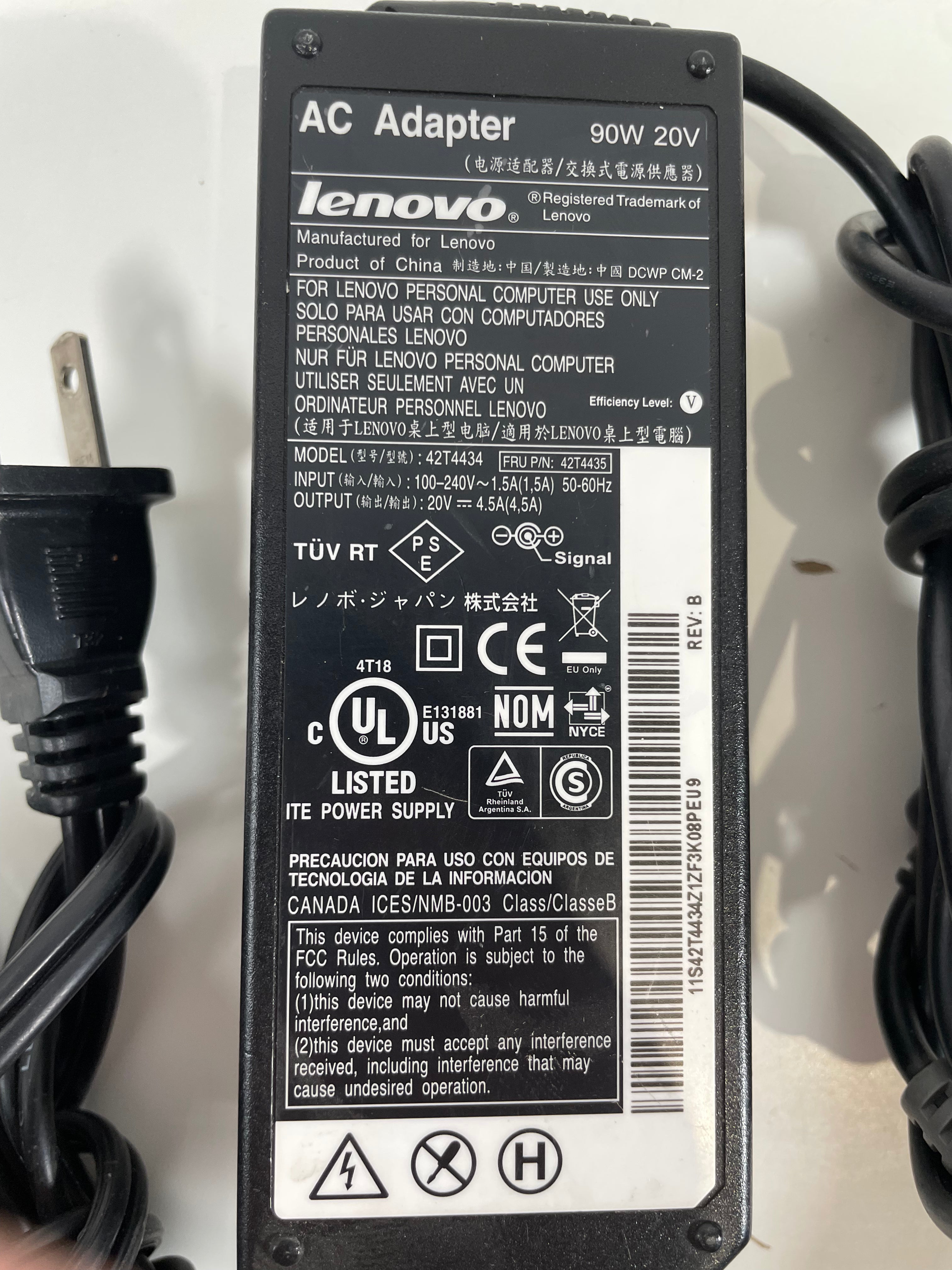 20V 4.5A 90W Genuine Lenovo 42T4434 Laptop power Adapter