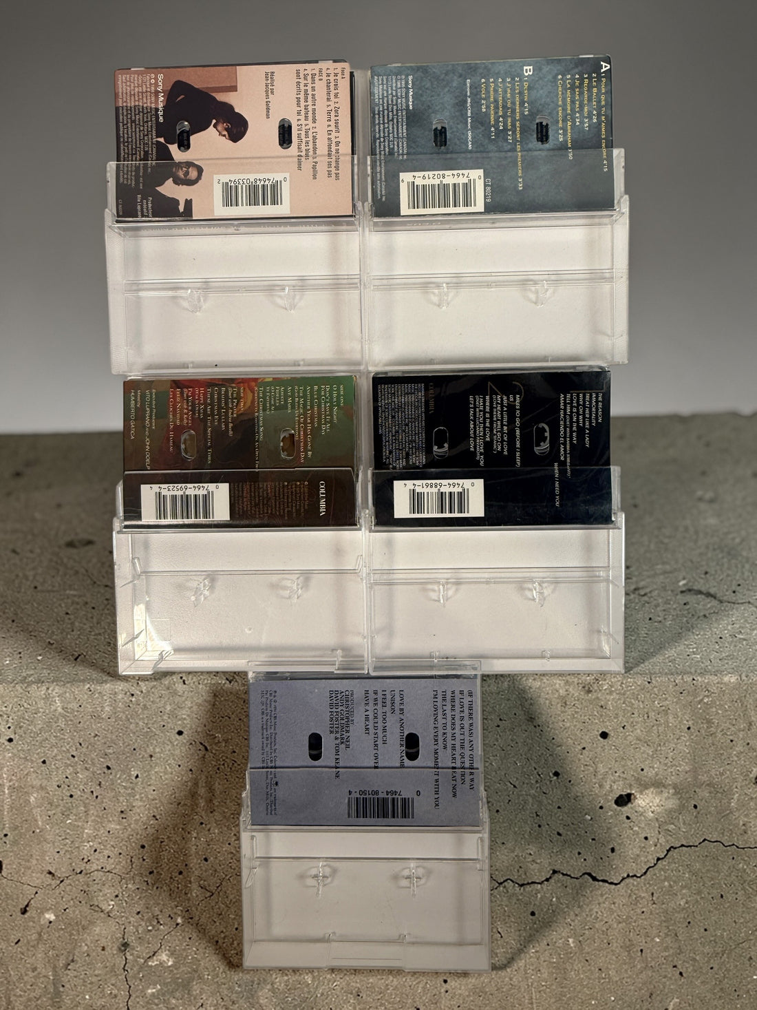 Vintage Celine Dion cassette lot with 5 classic 1990s albums including D’eux and Let’s Talk About Love. Original tapes complete with cases and inserts.