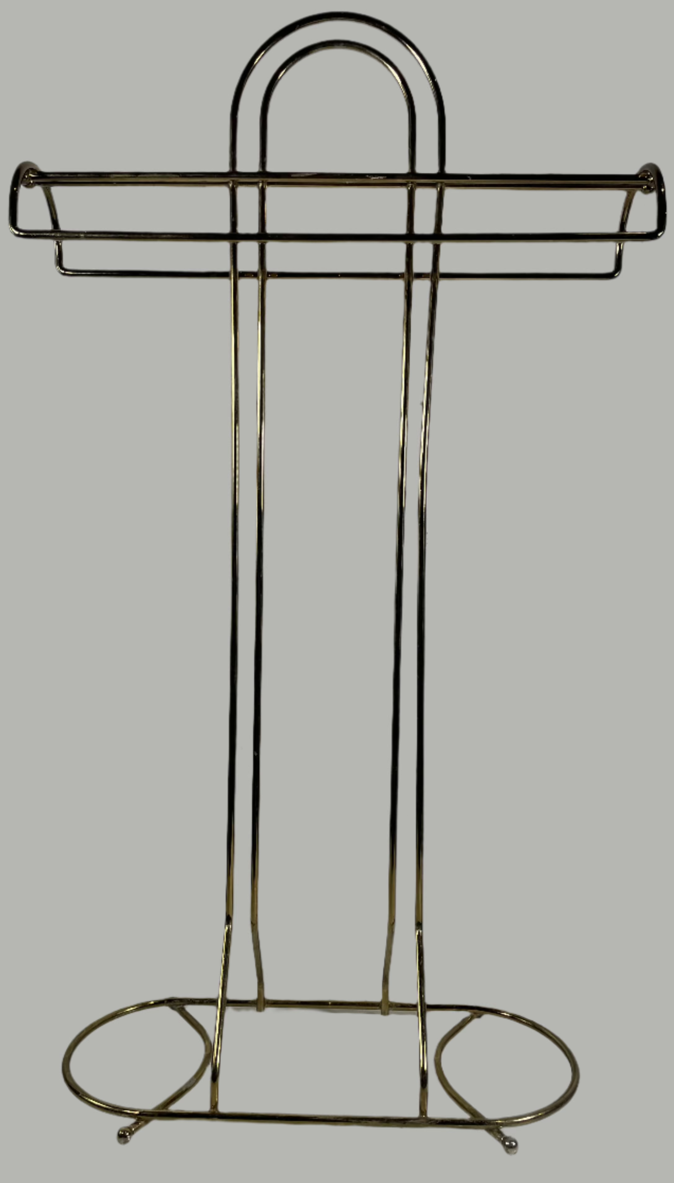 Vintage Mid Century Modern Art Deco, Gold Floor Towel Hanger Quilt Rack Stand