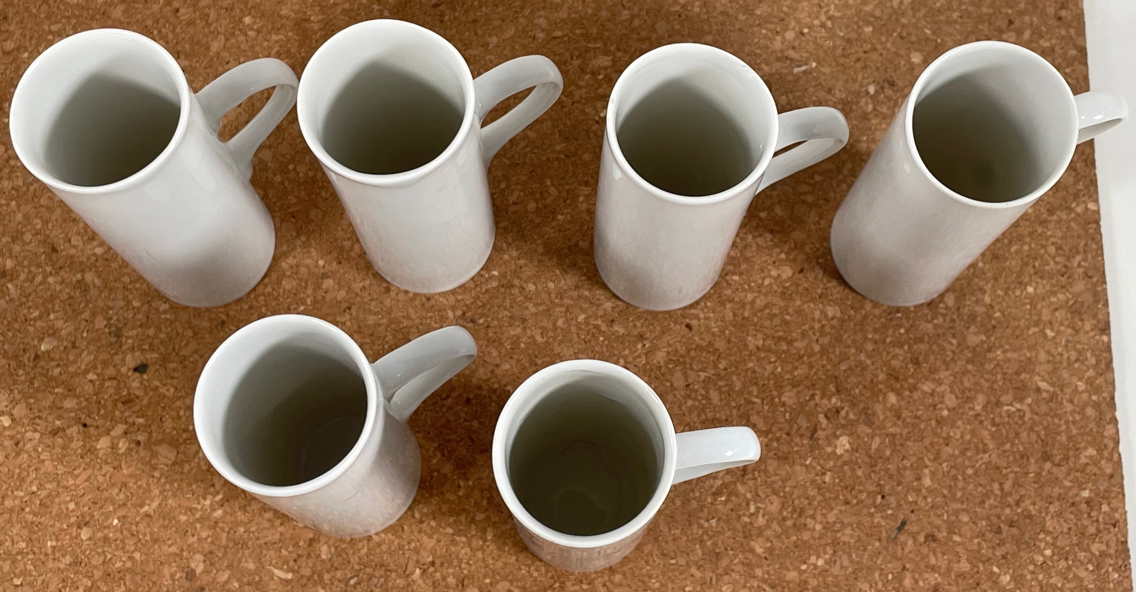 6 Lagardo Tackett Schmid Porcelain Espresso Demitasse Cups, Mid Century Modern