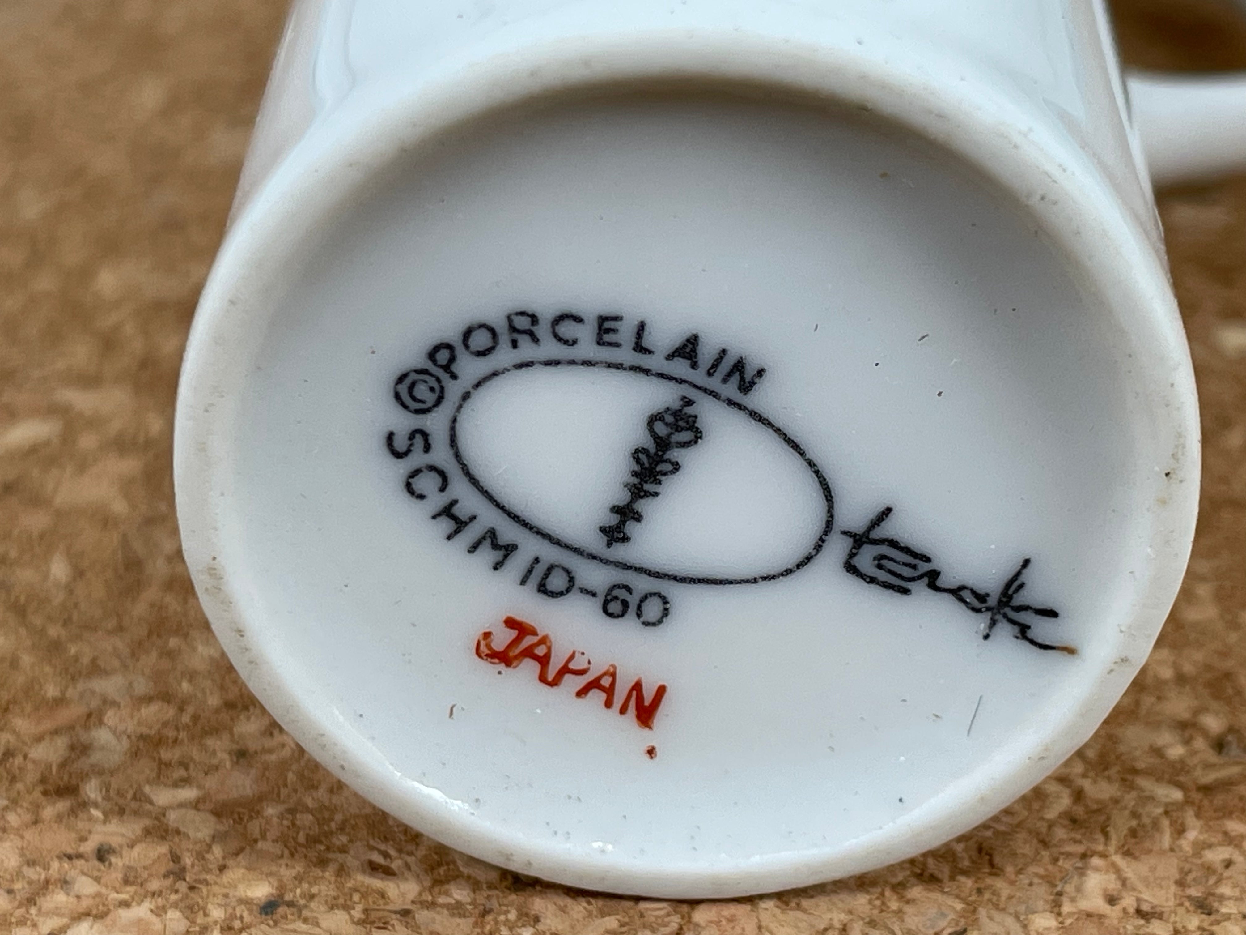 6 Lagardo Tackett Schmid Porcelain Espresso Demitasse Cups, Mid Century Modern