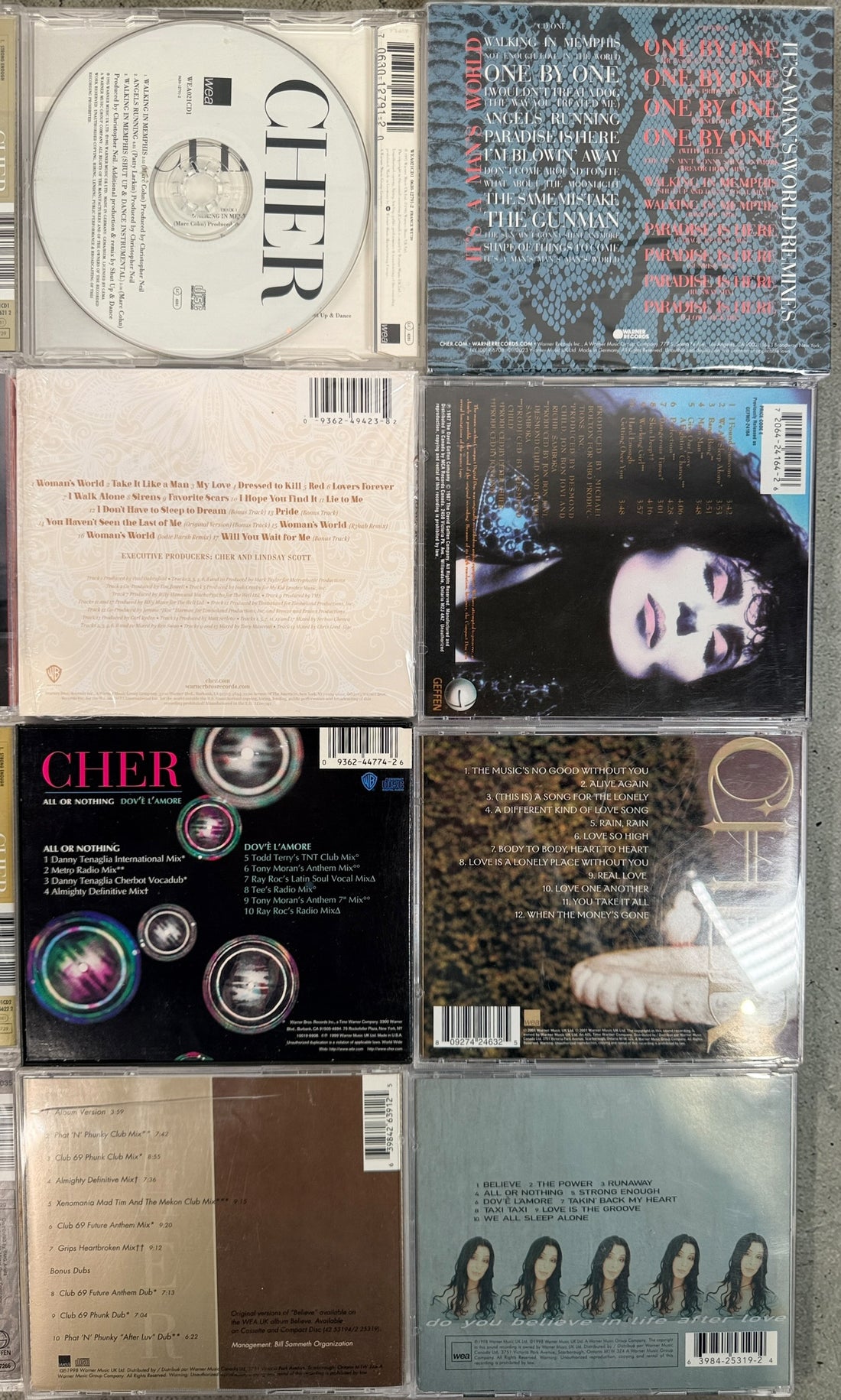 Cher CD lot of 10 albums and singles including Believe and Living Proof. Great starter collection with classic hits. Good condition with light wear.