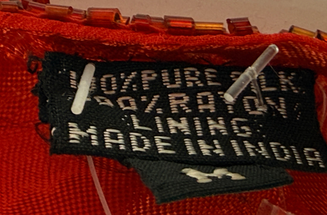 Vintage 80s Arin Couture Silk Beaded Set – Red Paisley Sequins, India