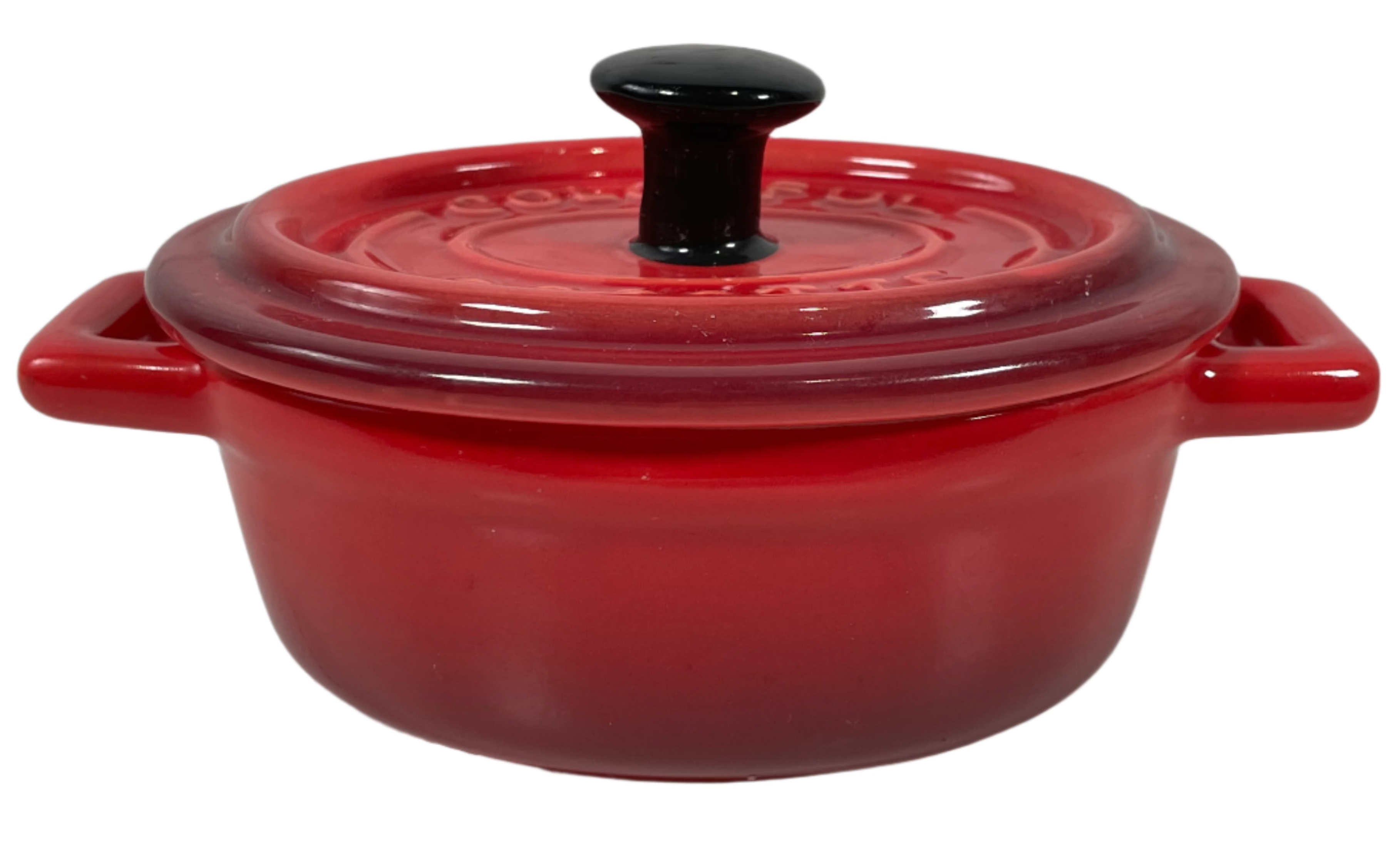 "Colorful Cocotte" Mini Casserole Enamel Pot with Lid, Bright Red.