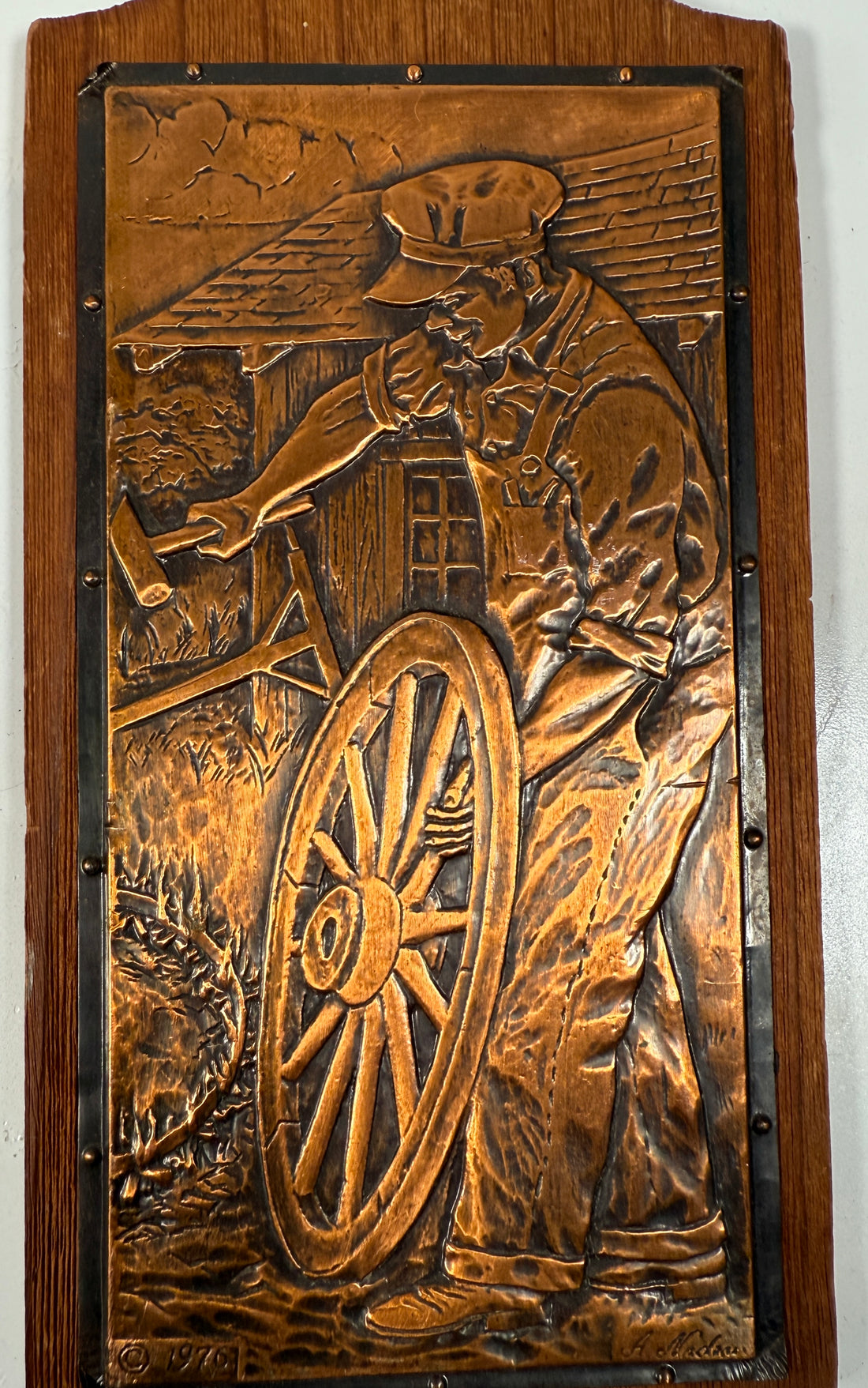 Vintage 1976 Alain Nadeau Repoussé Copper Plaques – Québec Artisan Folk Art Set of 3