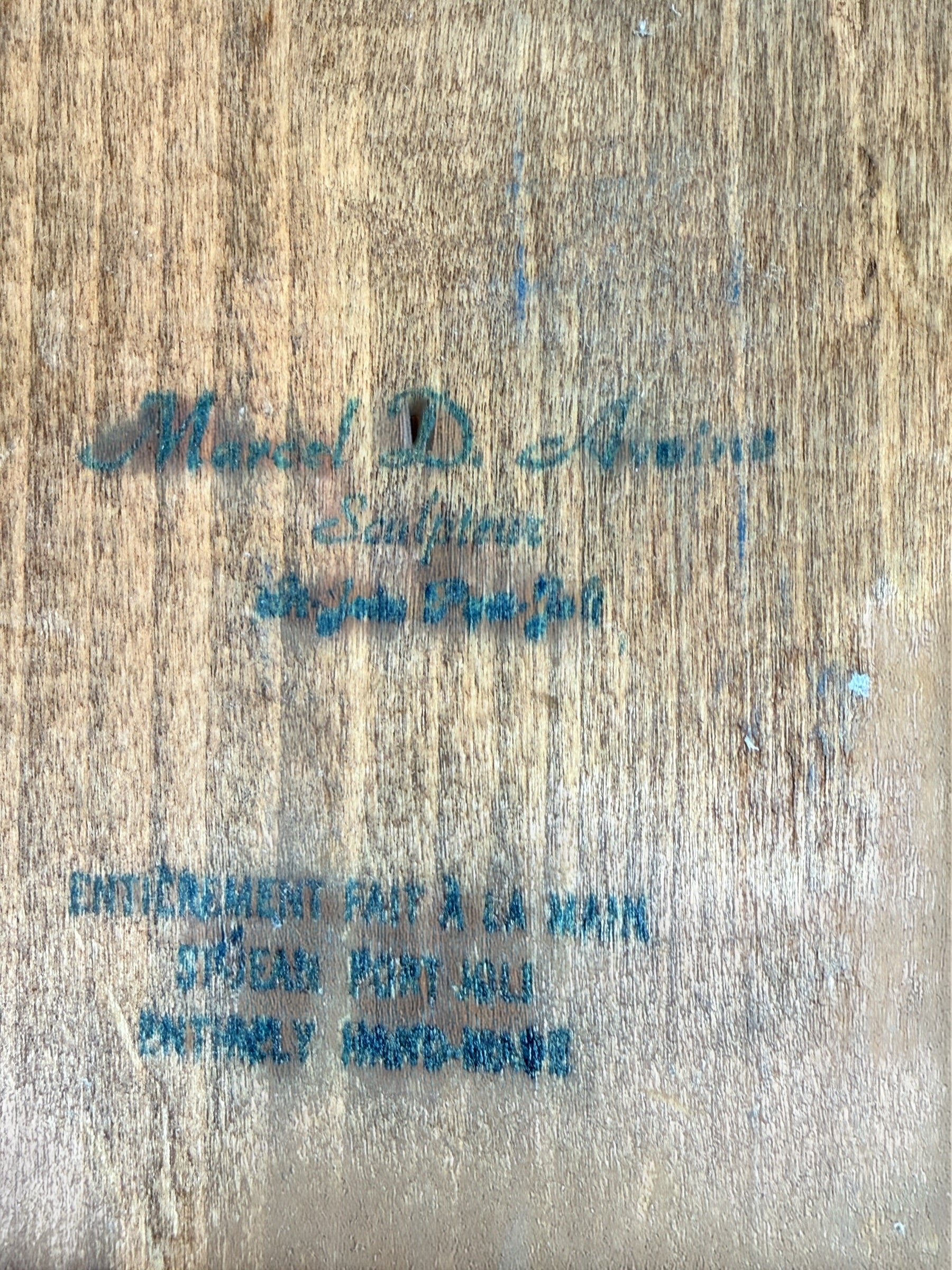 Plaques murales sculptées en bois vintage du Québec, paire d'art populaire signée. Marc. D Fournier, QC