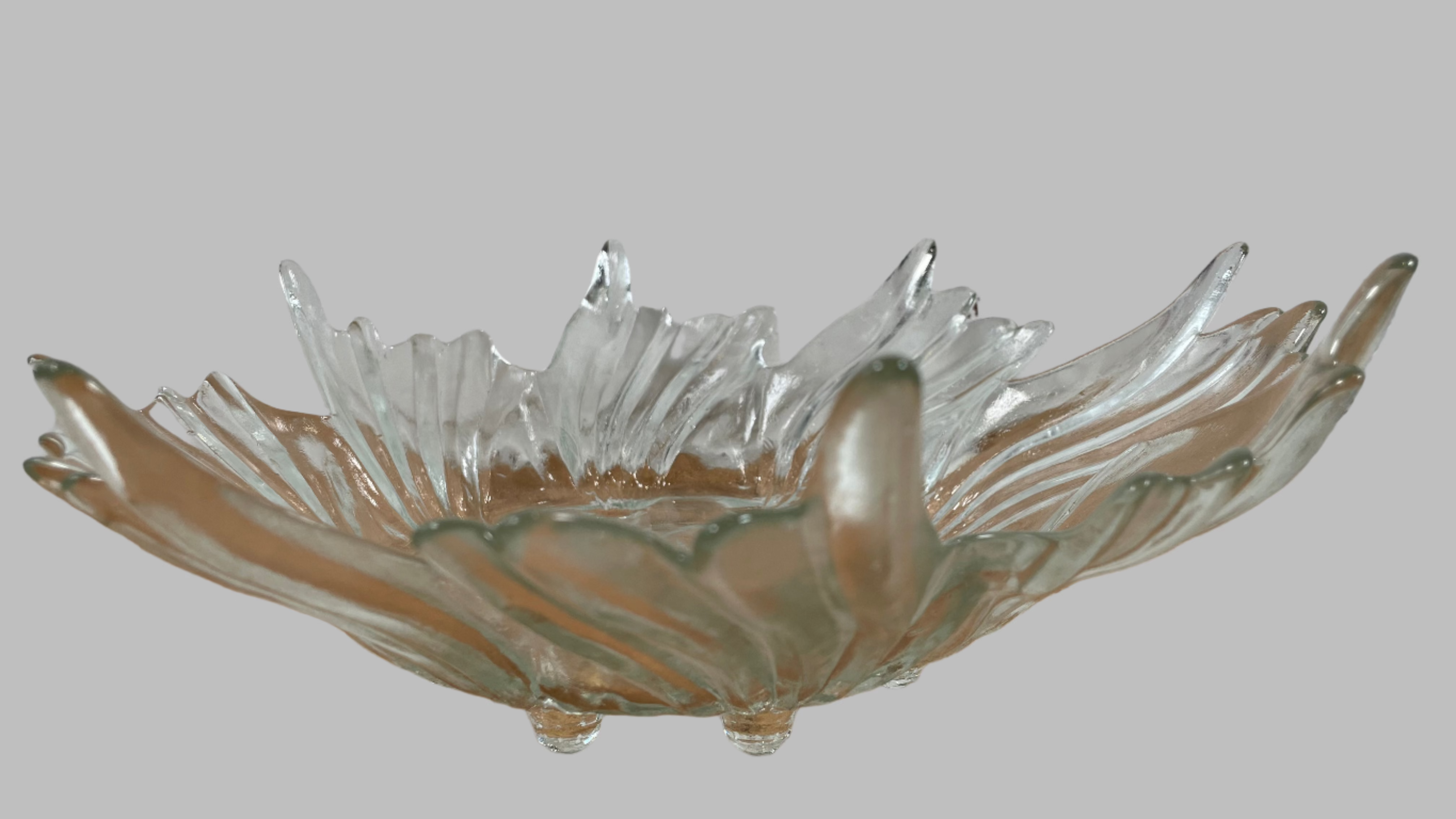 Vintage Swarovski Crystal Art Glass Bowl, Fluted Swirl Swan Celestial Sunburst