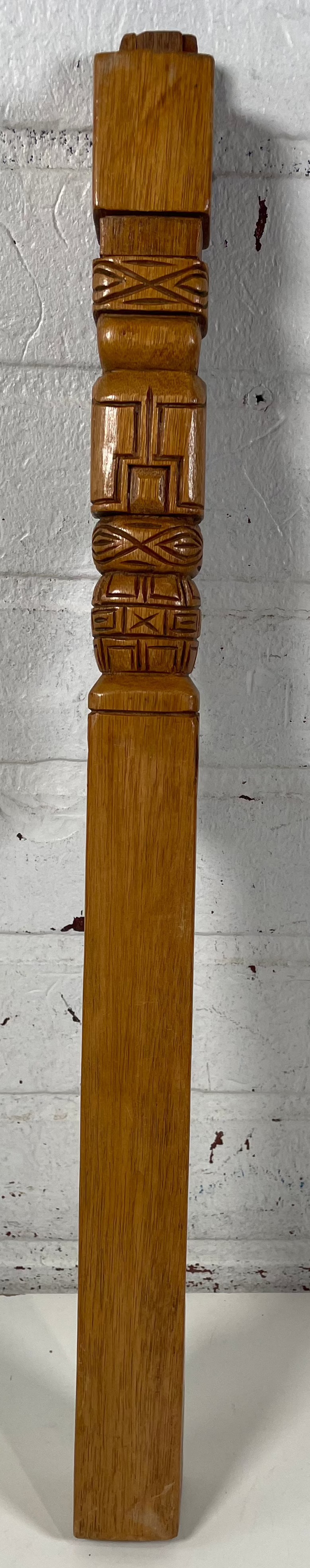 Carved Wooden Totem Pole Whistle Flute Musical Instrument Collectible, L: 19 in