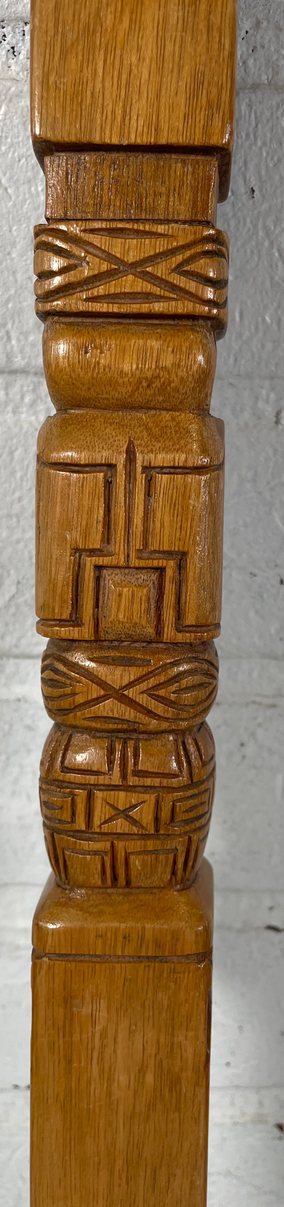 Carved Wooden Totem Pole Whistle Flute Musical Instrument Collectible, L: 19 in