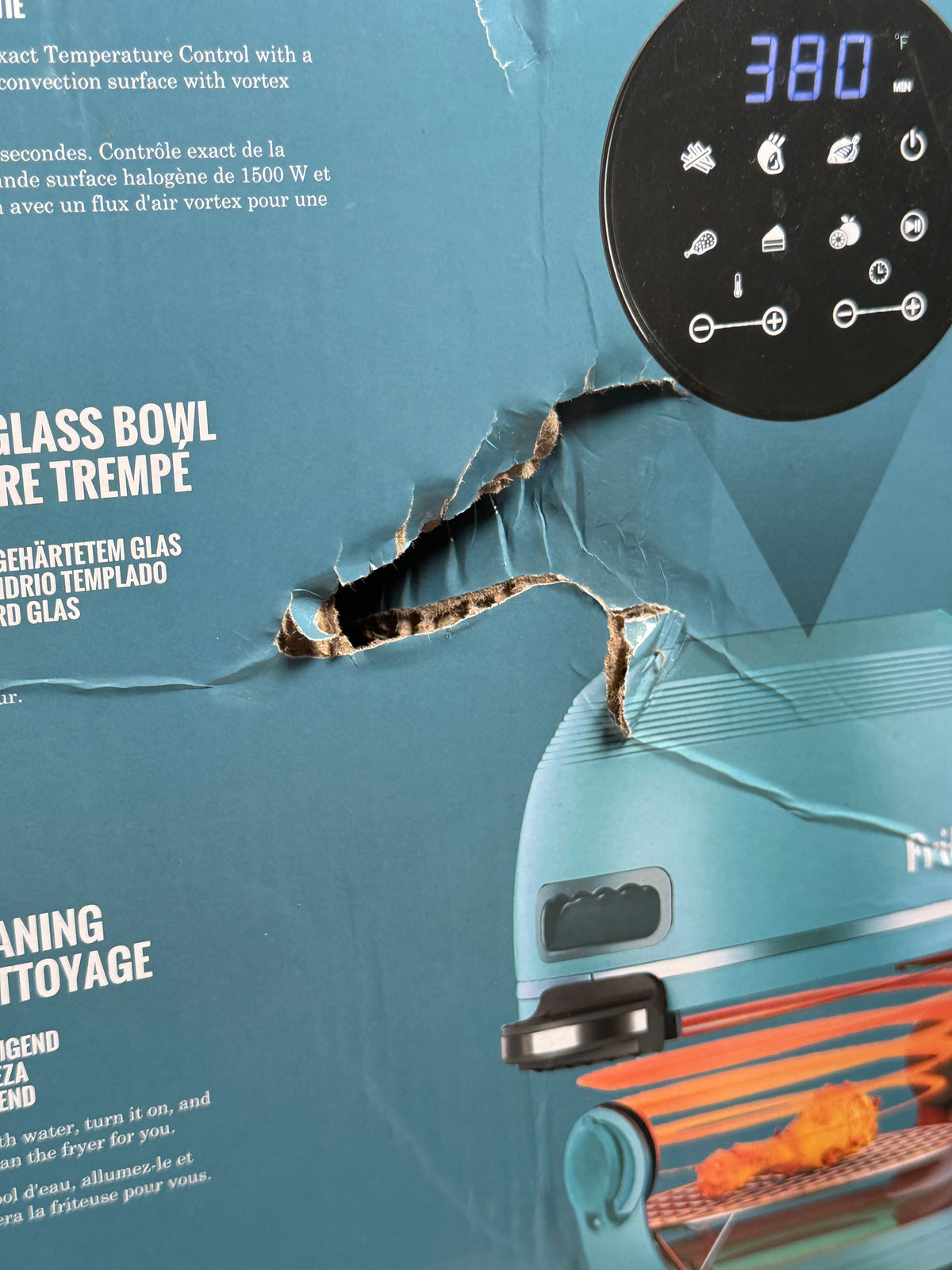 Friteuse à Air (air Fryer) 4,8 L En Verre Autonettoyante - 1500W, 6 Programmes - Système Vortex Whirlwind - Orange
