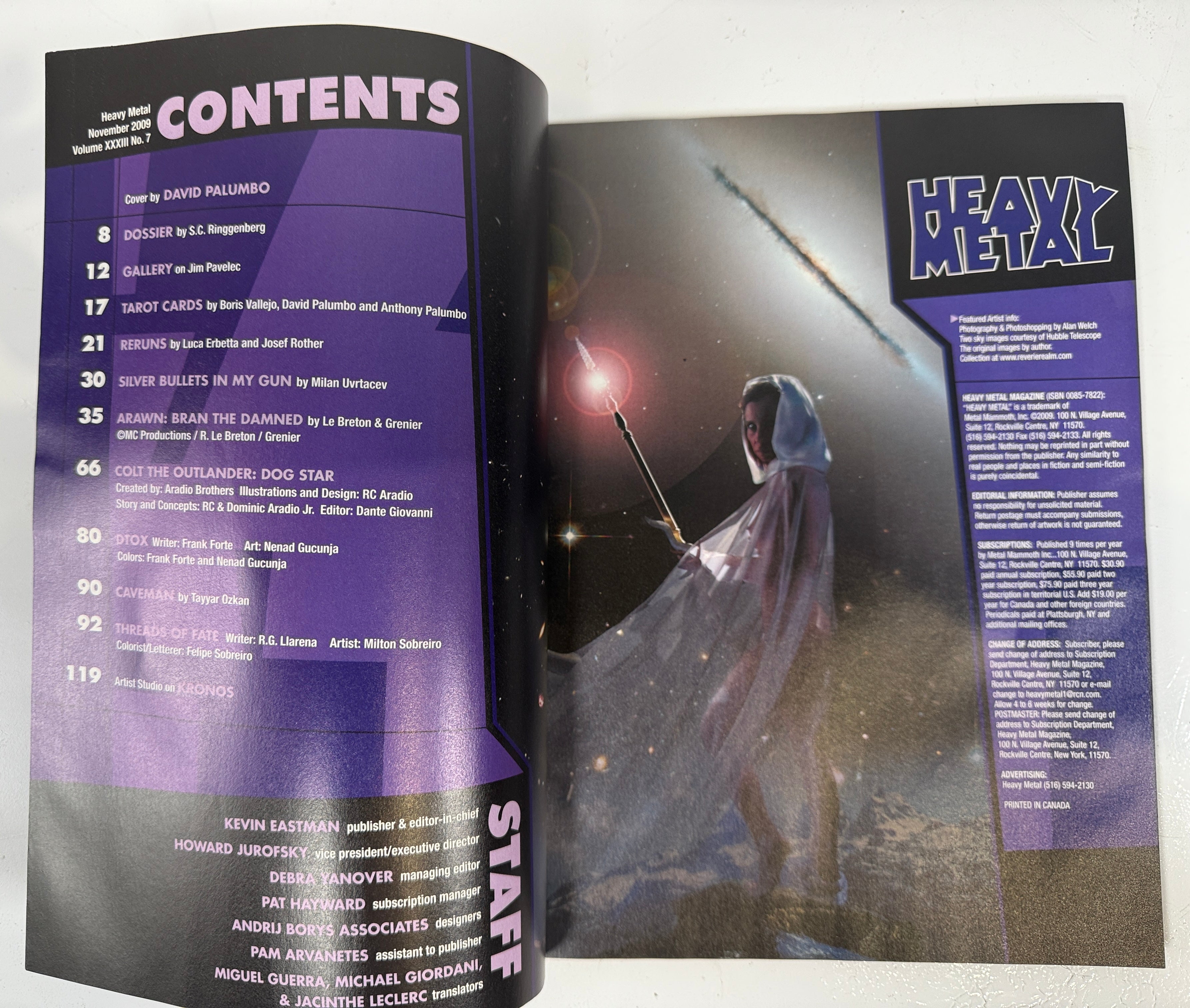 Magazine Heavy Metal, novembre 2009 – Couverture de David Palumbo