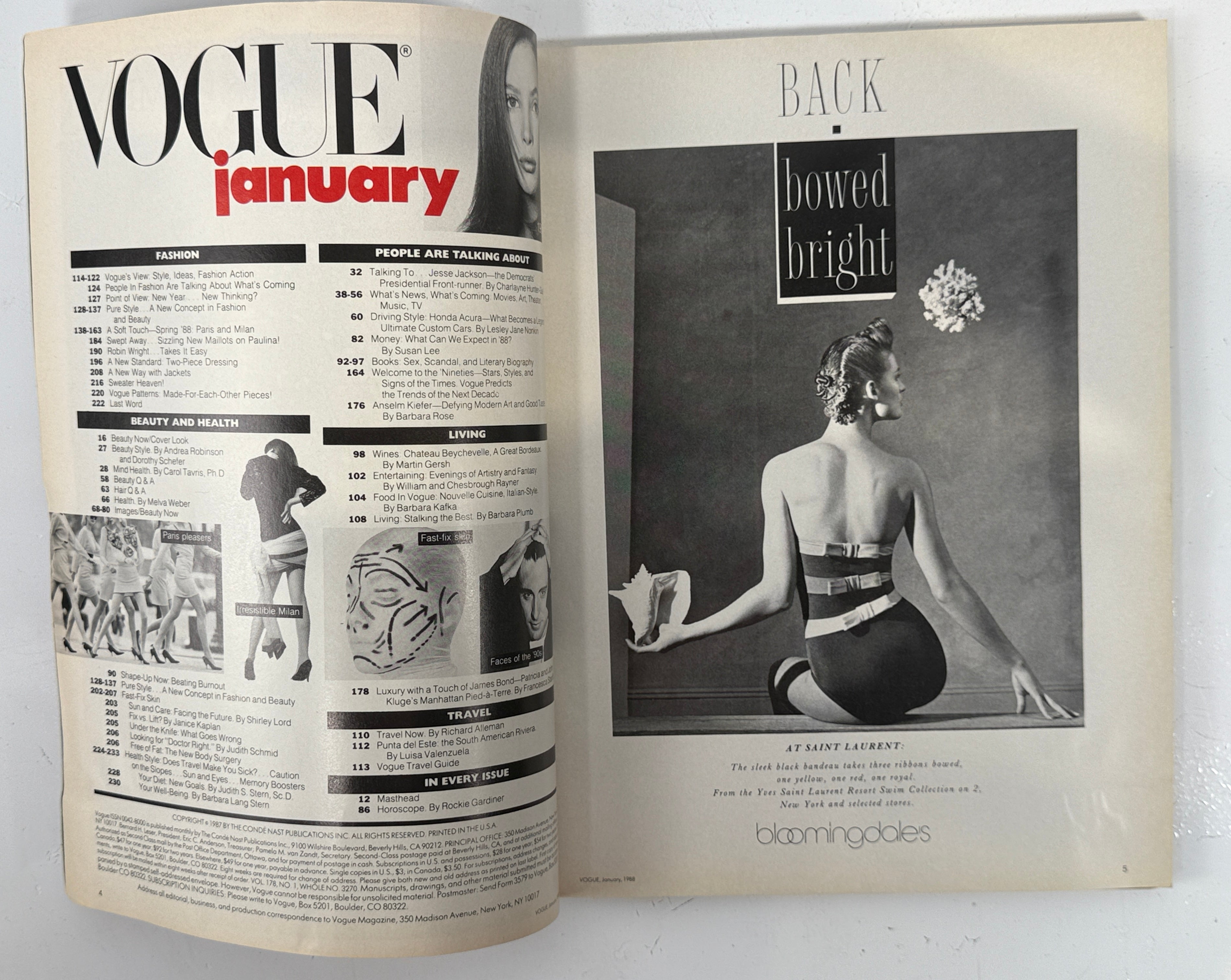 Vintage Vogue Magazine – January 1988 Rachel Williams Cover by Avedon