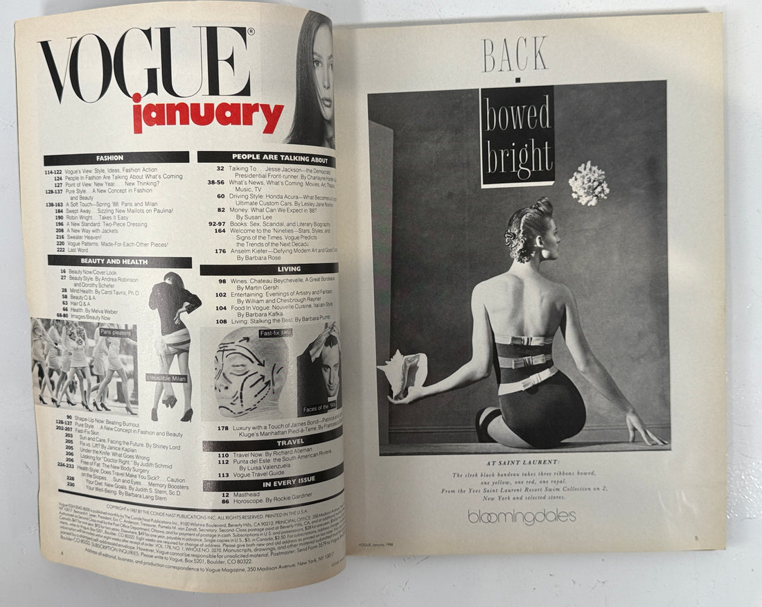 Vintage Vogue Magazine – January 1988 Rachel Williams Cover by Avedon