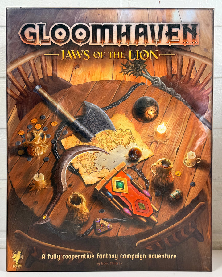 Gloomhaven Jaws of the Lion complete board game set. Cooperative campaign dungeon crawler with organized components. Great condition and ready to play.