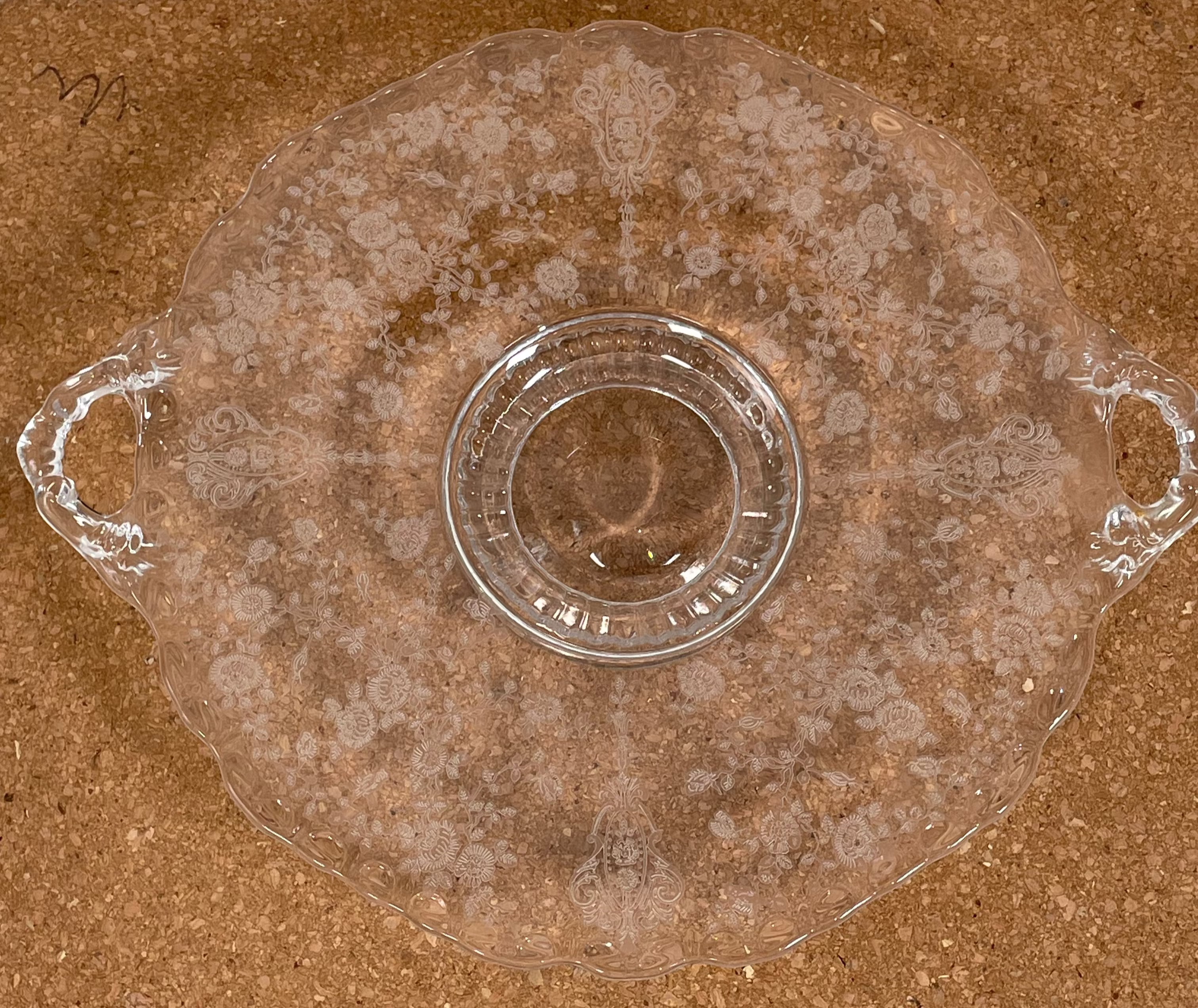 Cambridge Rose Point 9 1/4" Bon Bon Stunning Vintage Serving Plate W/Handles