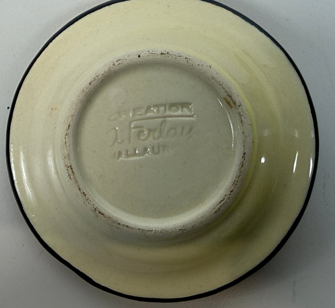 Mid-century Vallauris ashtray by Albert Ferlay with cigale lid, hand-painted landscape design. French Riviera ceramic collectible decor piece.