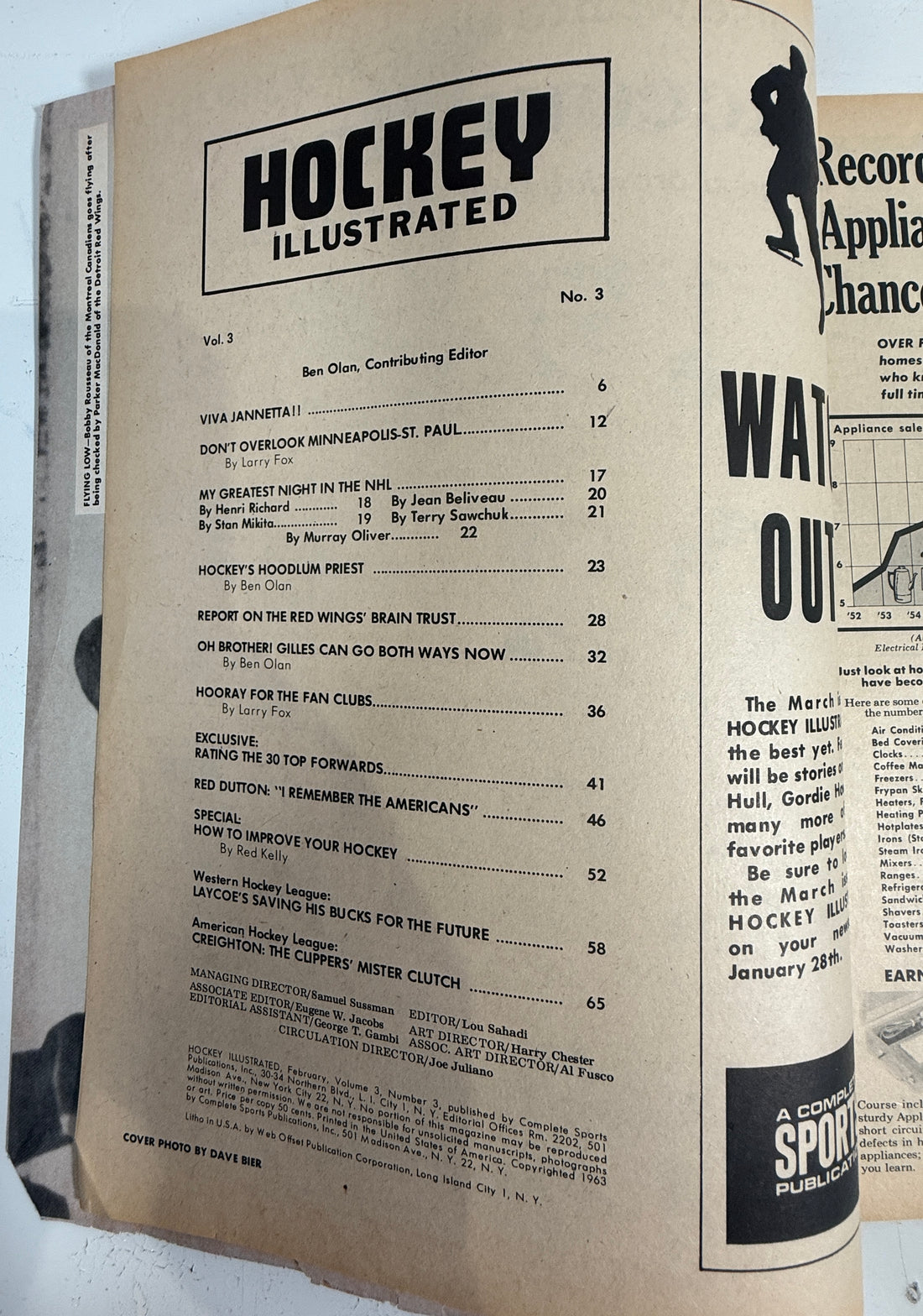 1964 Hockey Illustrated – Henri Richard Canadiens Cover Issue, Vol 3. No. 3