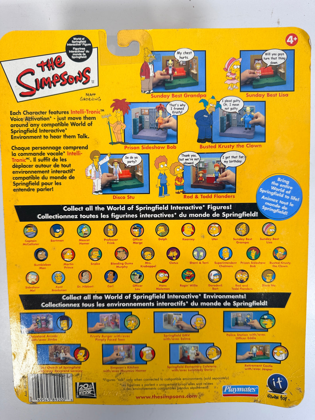 The Simpsons Prison Sideshow Bob sealed Playmates World of Springfield figure with accessories. Vintage collectible action figure carded toy.
