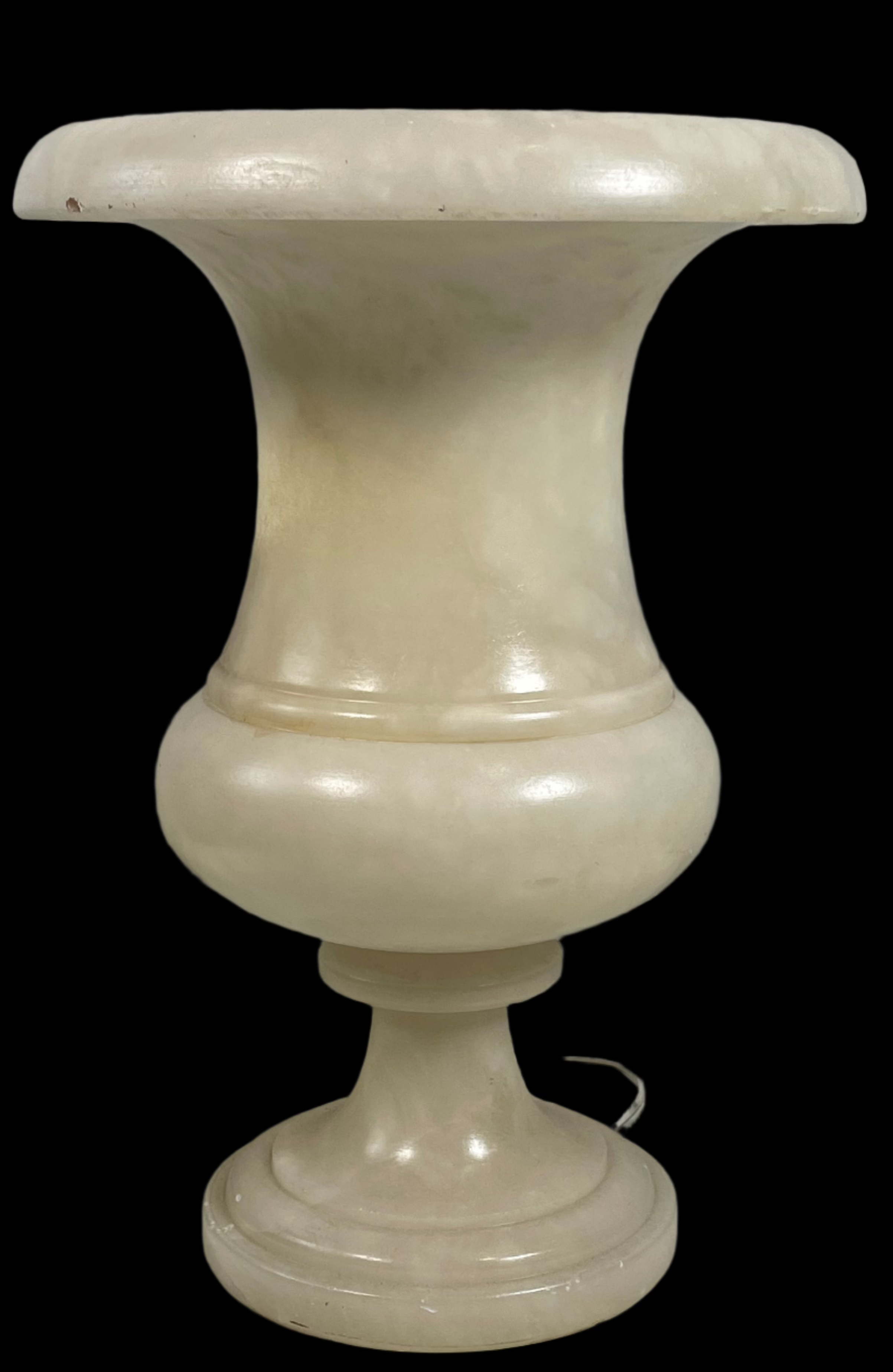 Art Deco Alabaster Urn Campana Table Lamp, Height 34 cm.