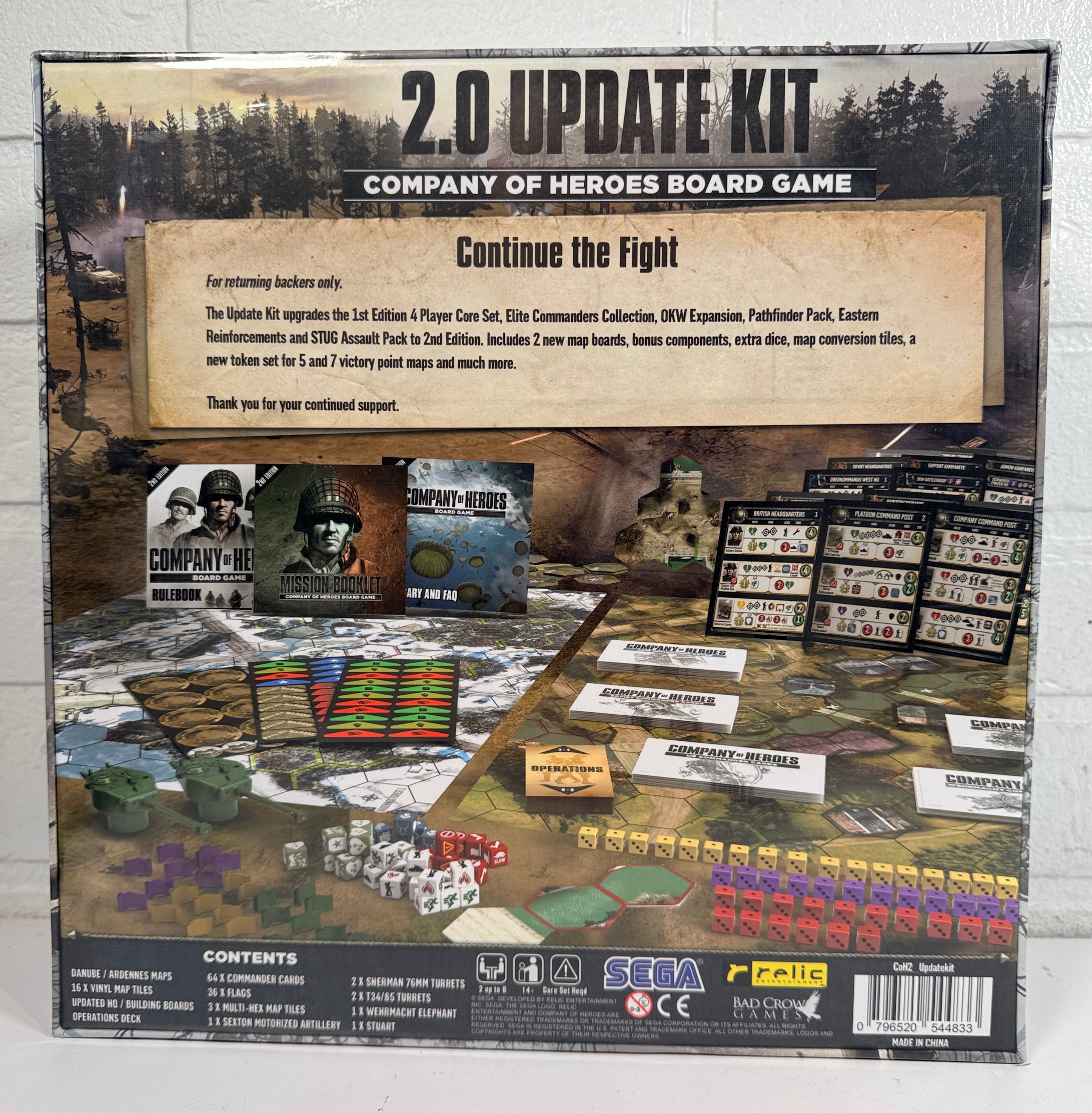 Company of Heroes 2nd Edition Update Kit board game expansion. Includes updated maps, cards, dice and components. Requires original game to play.