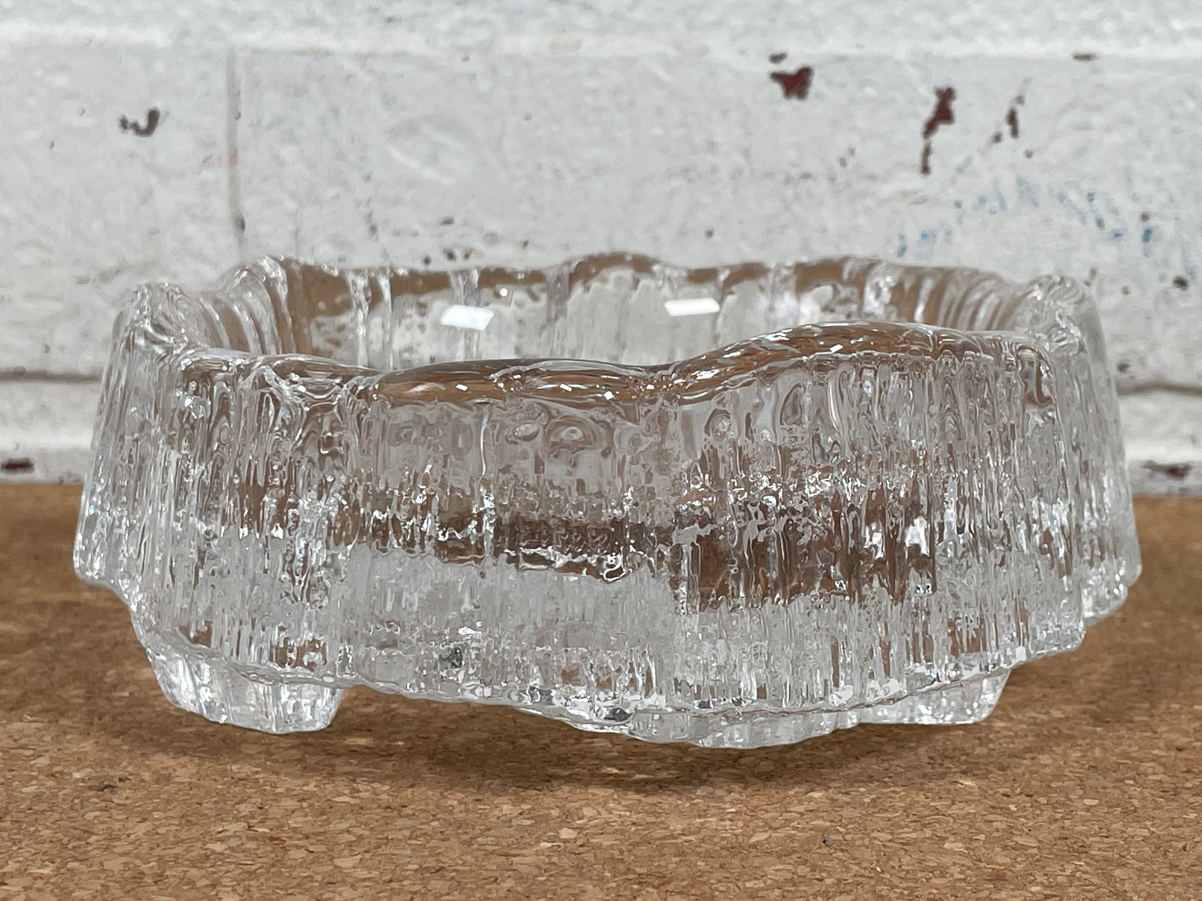 Iittala Finland Seita Tapio Wirkkala Icicle Crystal Bowl Candy Dish 5" Wide, Vintage