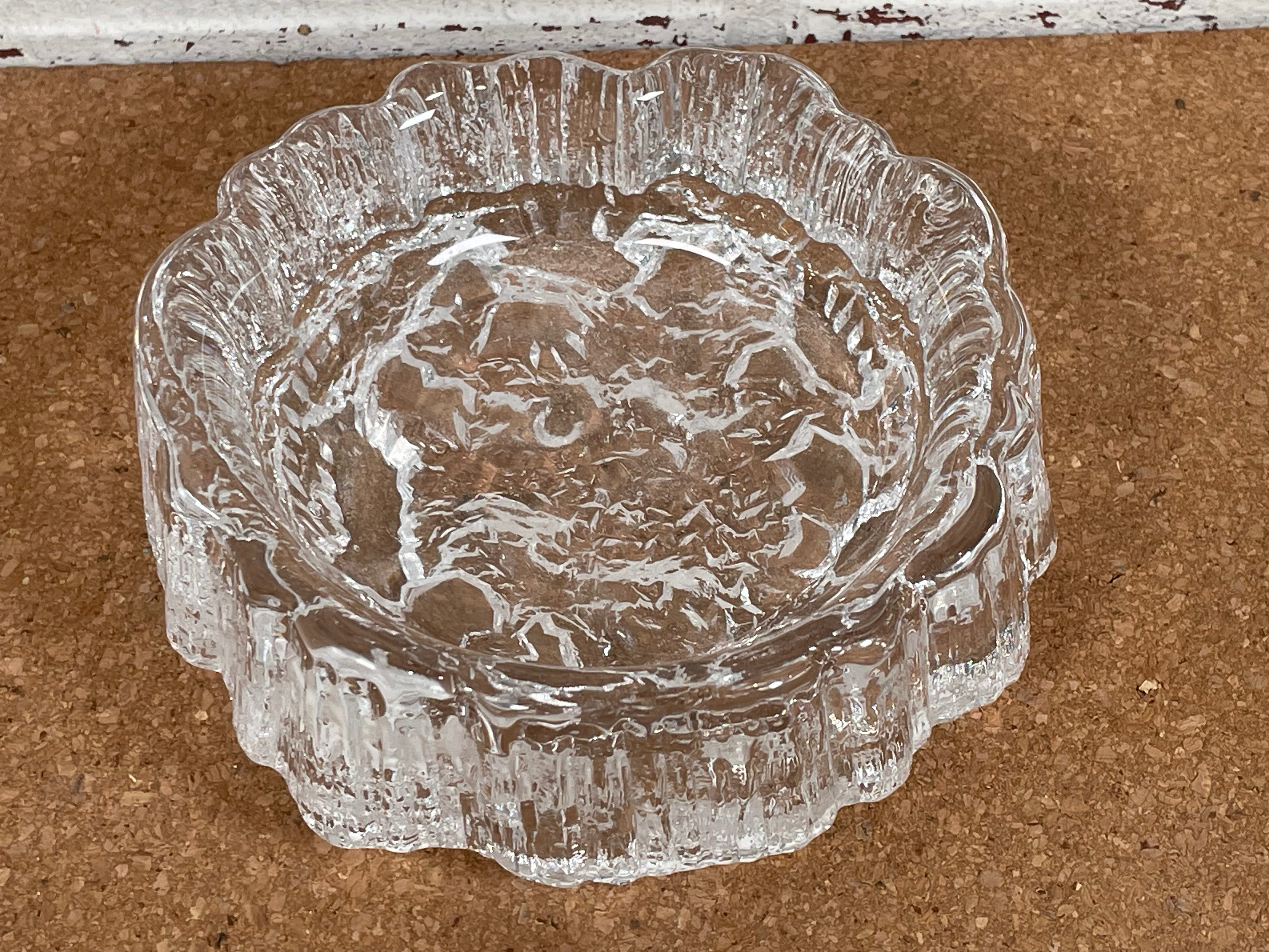 Iittala Finland Seita Tapio Wirkkala Icicle Crystal Bowl Candy Dish 5" Wide, Vintage