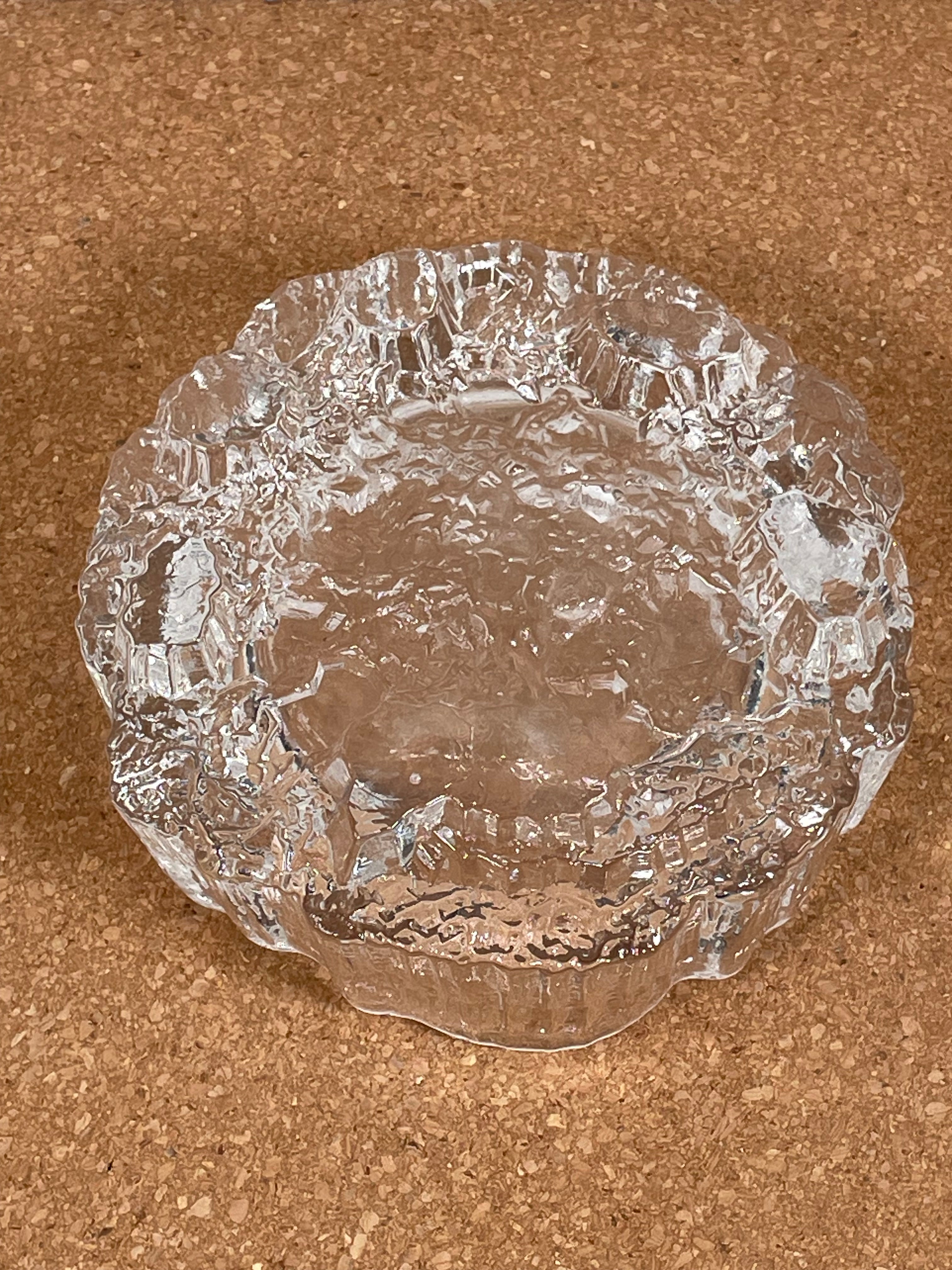 Iittala Finland Seita Tapio Wirkkala Icicle Crystal Bowl Candy Dish 5" Wide, Vintage