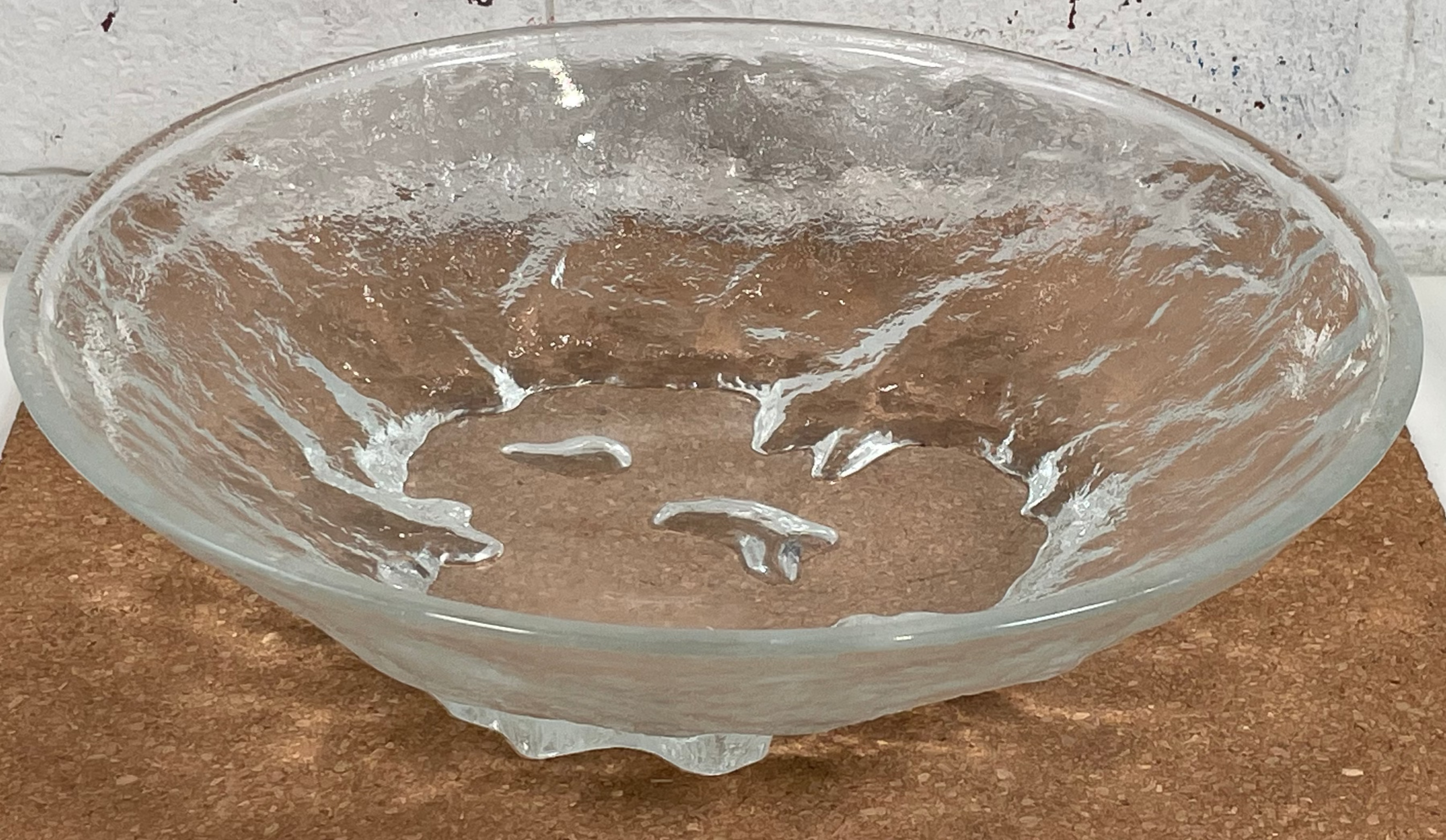 Vintage Hoya Japan Snowflake Glacier, Iceberg 10 in.  Bowl Textured Art Glass.