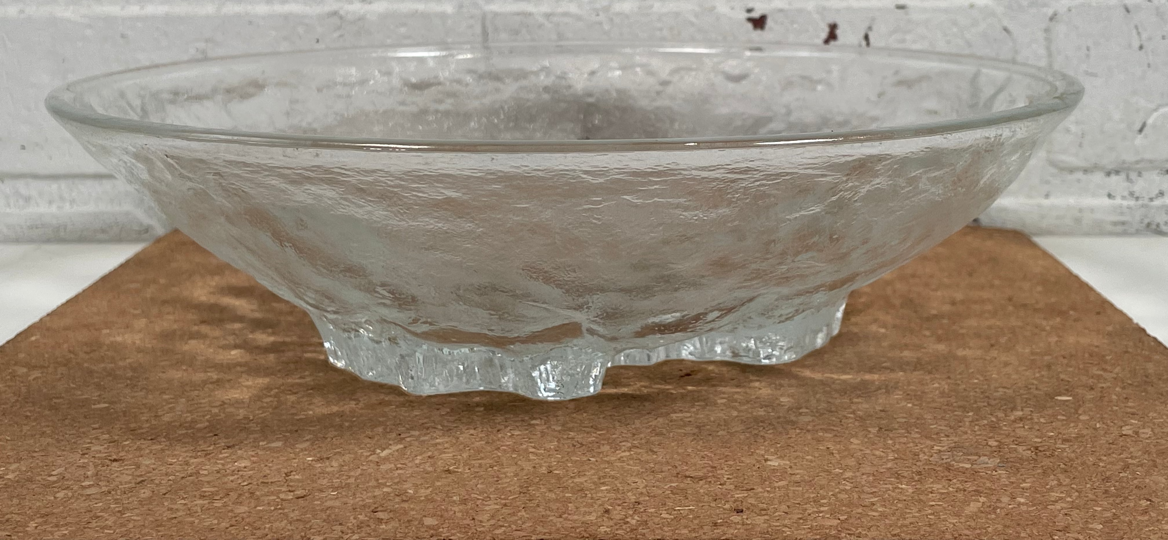 Vintage Hoya Japan Snowflake Glacier, Iceberg 10 in.  Bowl Textured Art Glass.