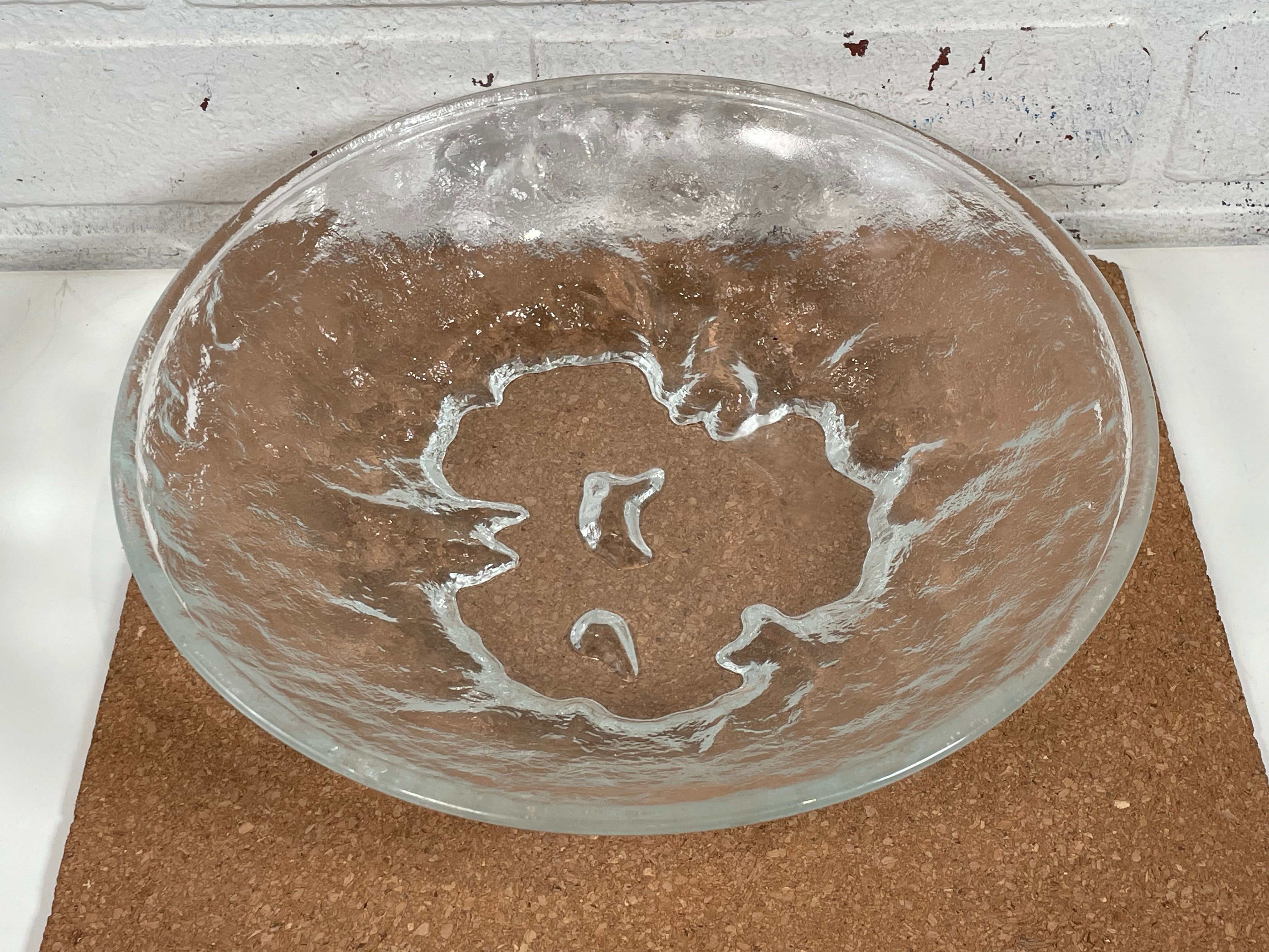 Vintage Hoya Japan Snowflake Glacier, Iceberg 10 in.  Bowl Textured Art Glass.