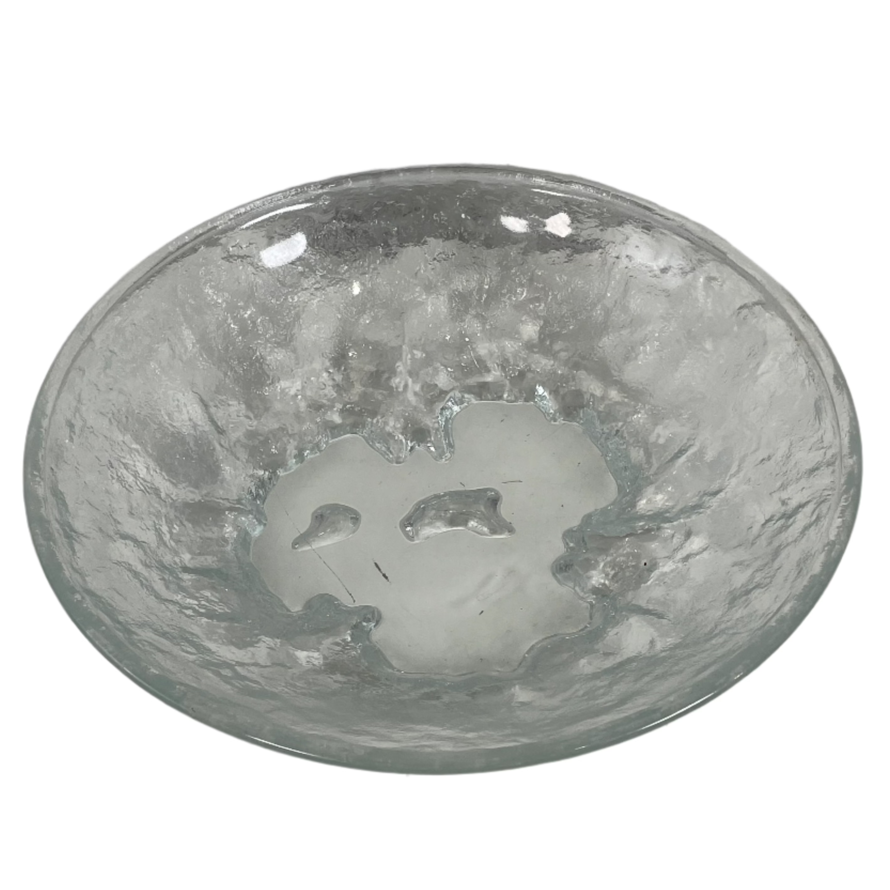 Vintage Hoya Japan Snowflake Glacier, Iceberg 10 in.  Bowl Textured Art Glass.