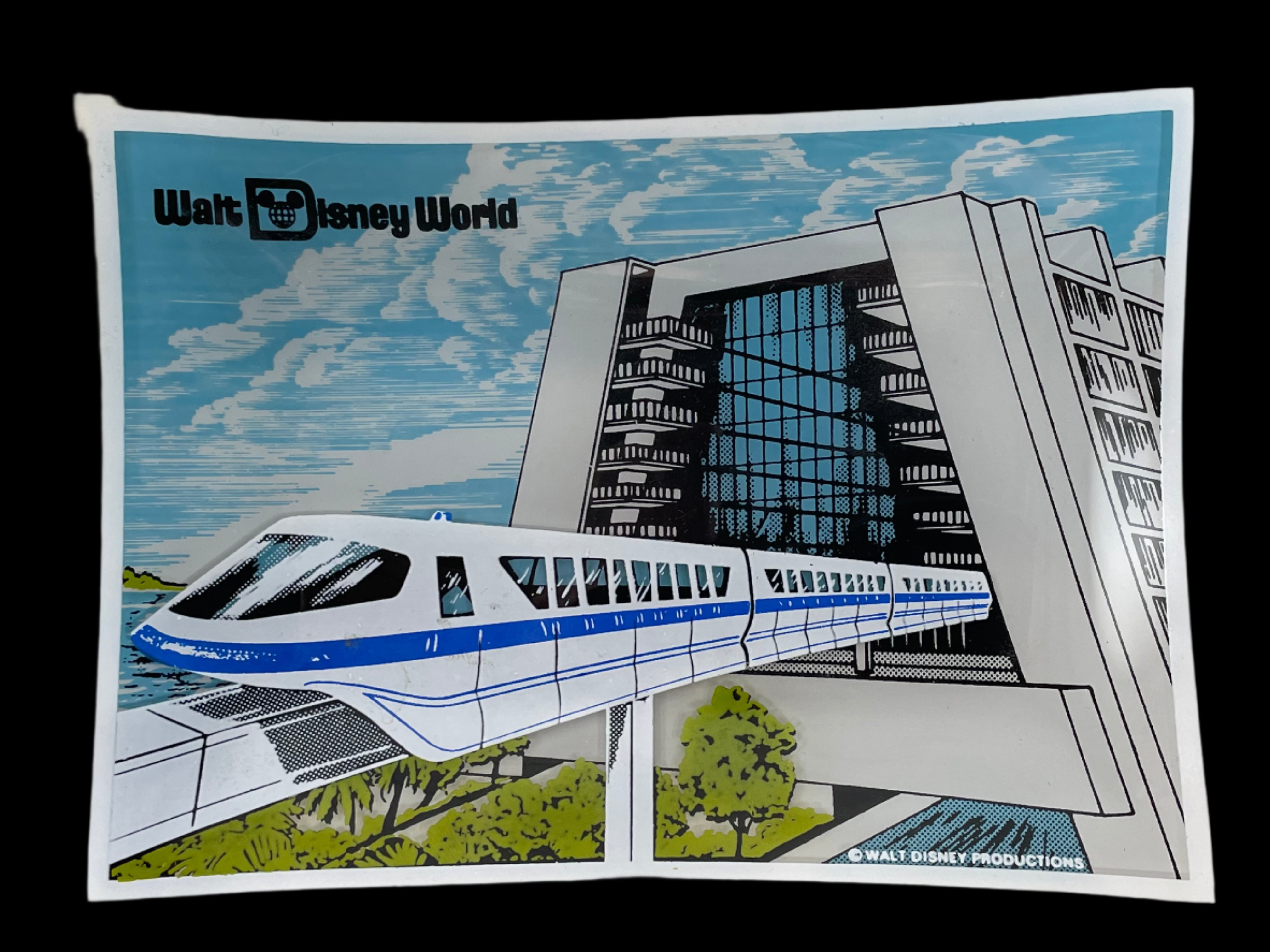 Vintage 1970’s Walt Disney World Monorail 5 X 7” Glass Trinket Tray