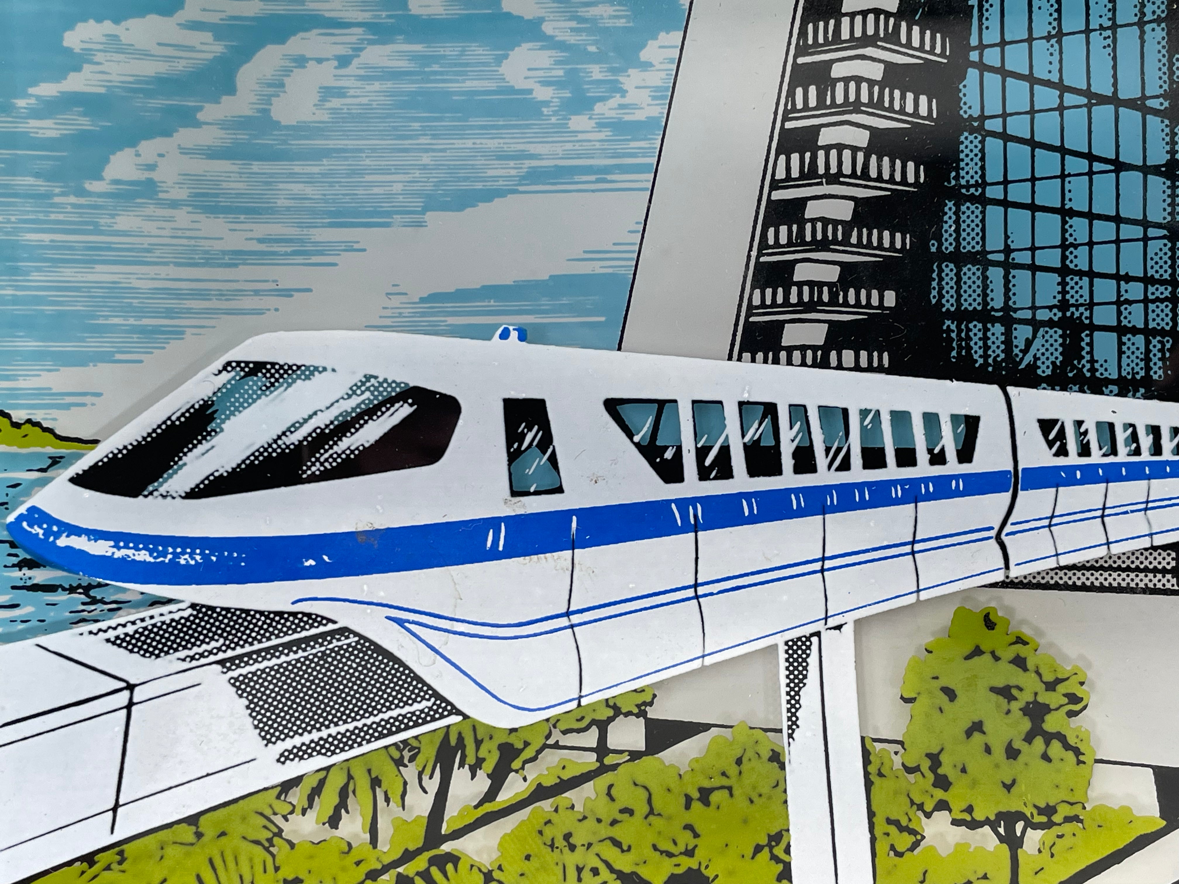 Vintage 1970’s Walt Disney World Monorail 5 X 7” Glass Trinket Tray