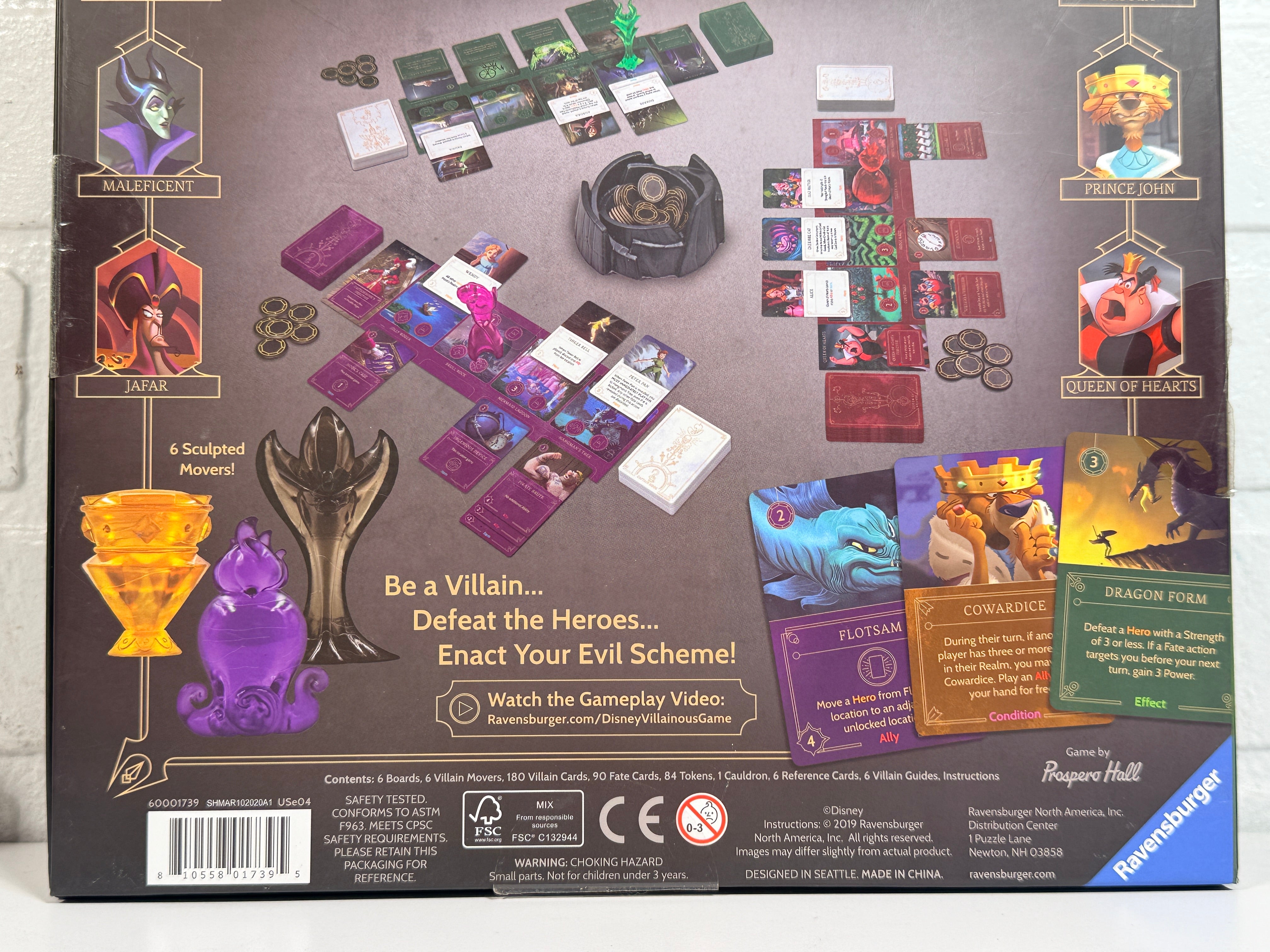 Disney Villainous Ravensburger board game complete 2019 edition with six villains. Great strategy game for 2 to 6 players in clean used condition.
