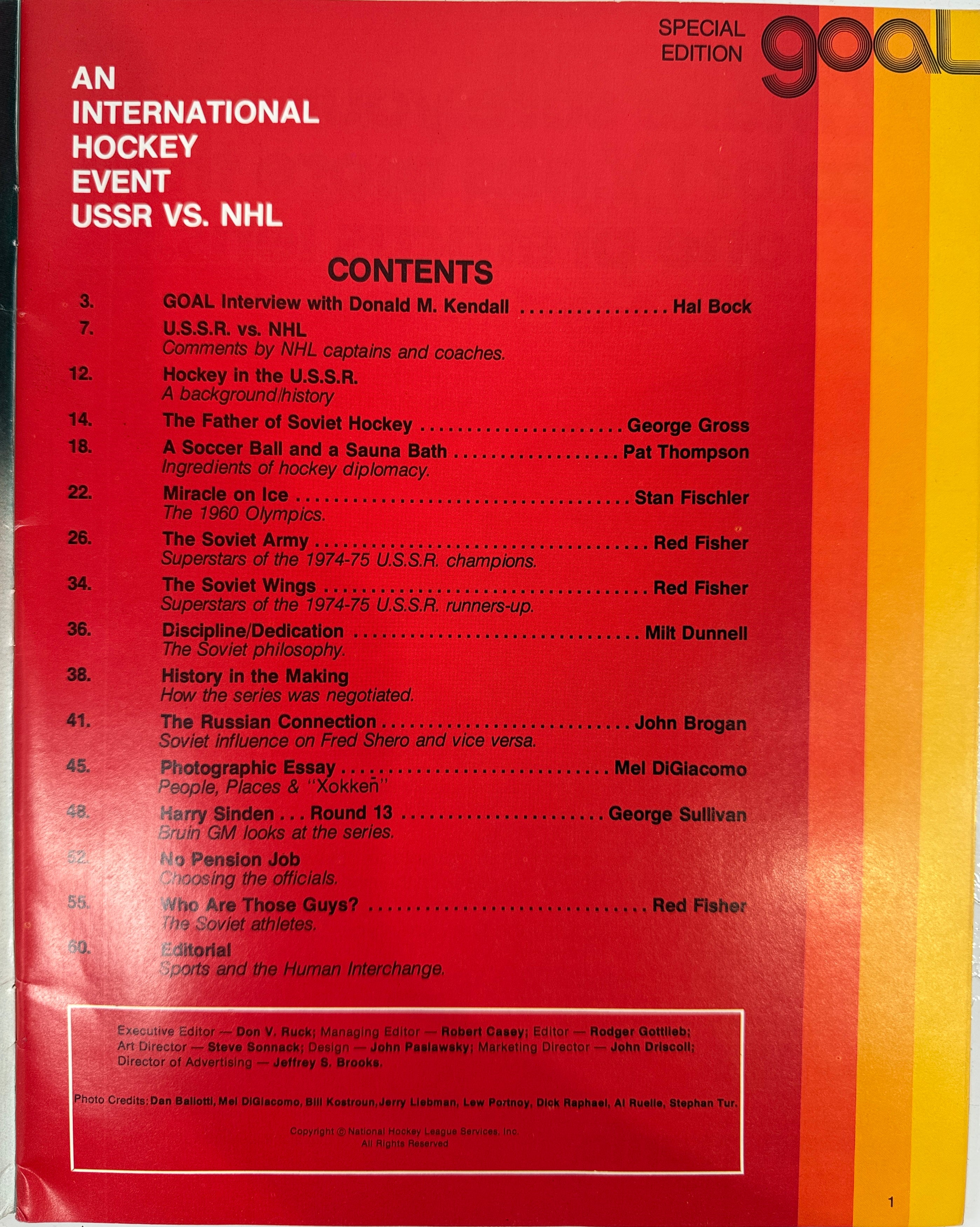 Programme de hockey URSS contre LNH 1976 – Édition spéciale Goal