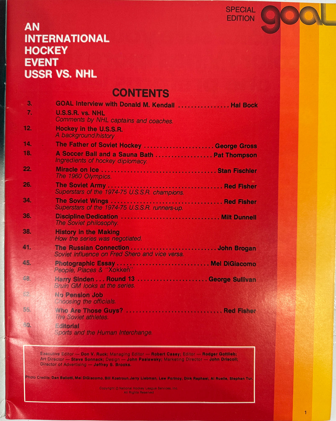 Programme de hockey URSS contre LNH 1976 – Édition spéciale Goal