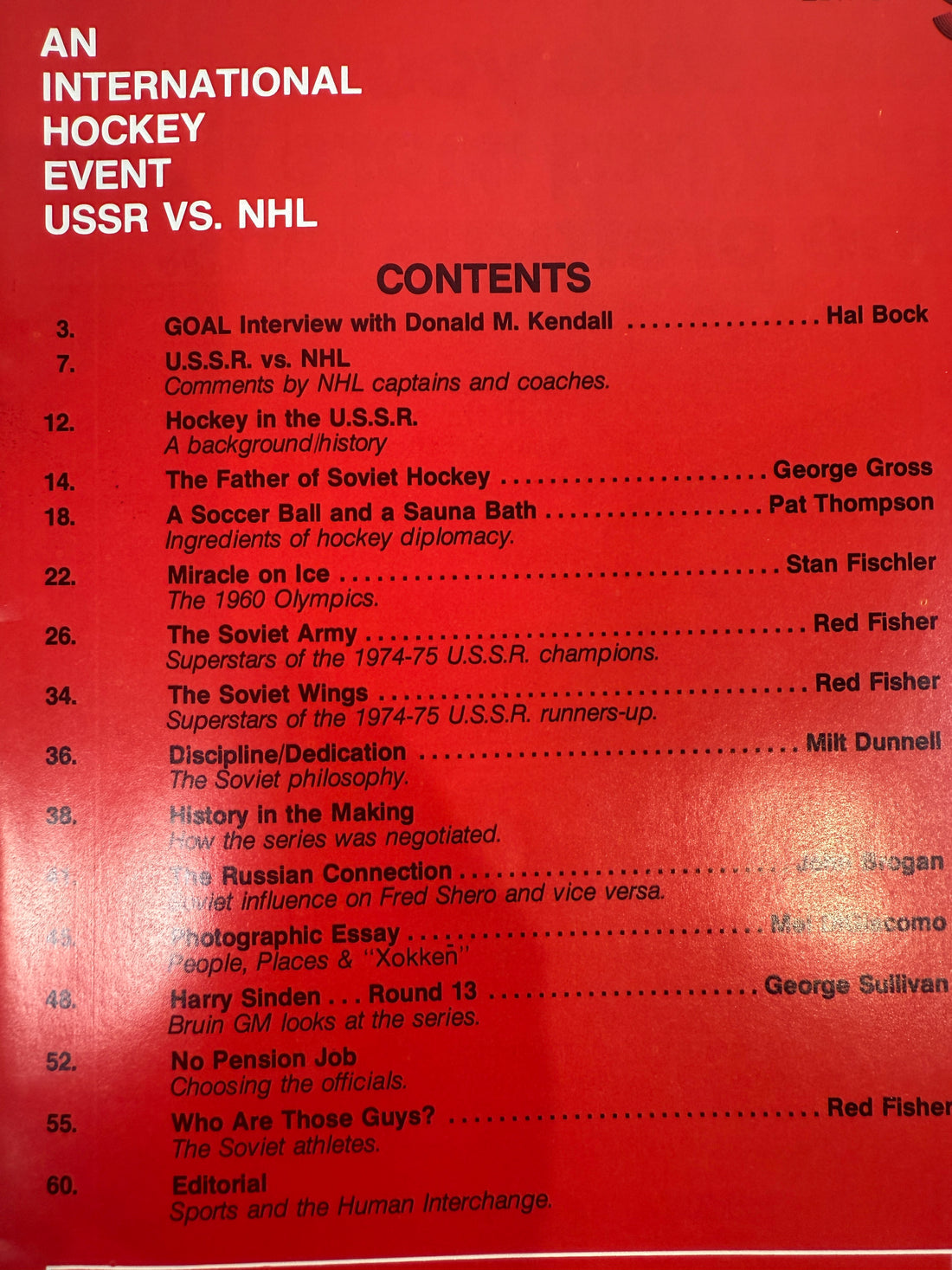 Programme de hockey URSS contre LNH 1976 – Édition spéciale Goal