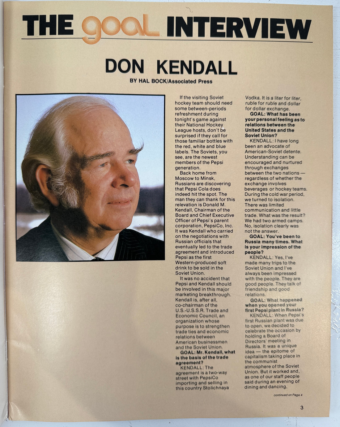 Programme de hockey URSS contre LNH 1976 – Édition spéciale Goal