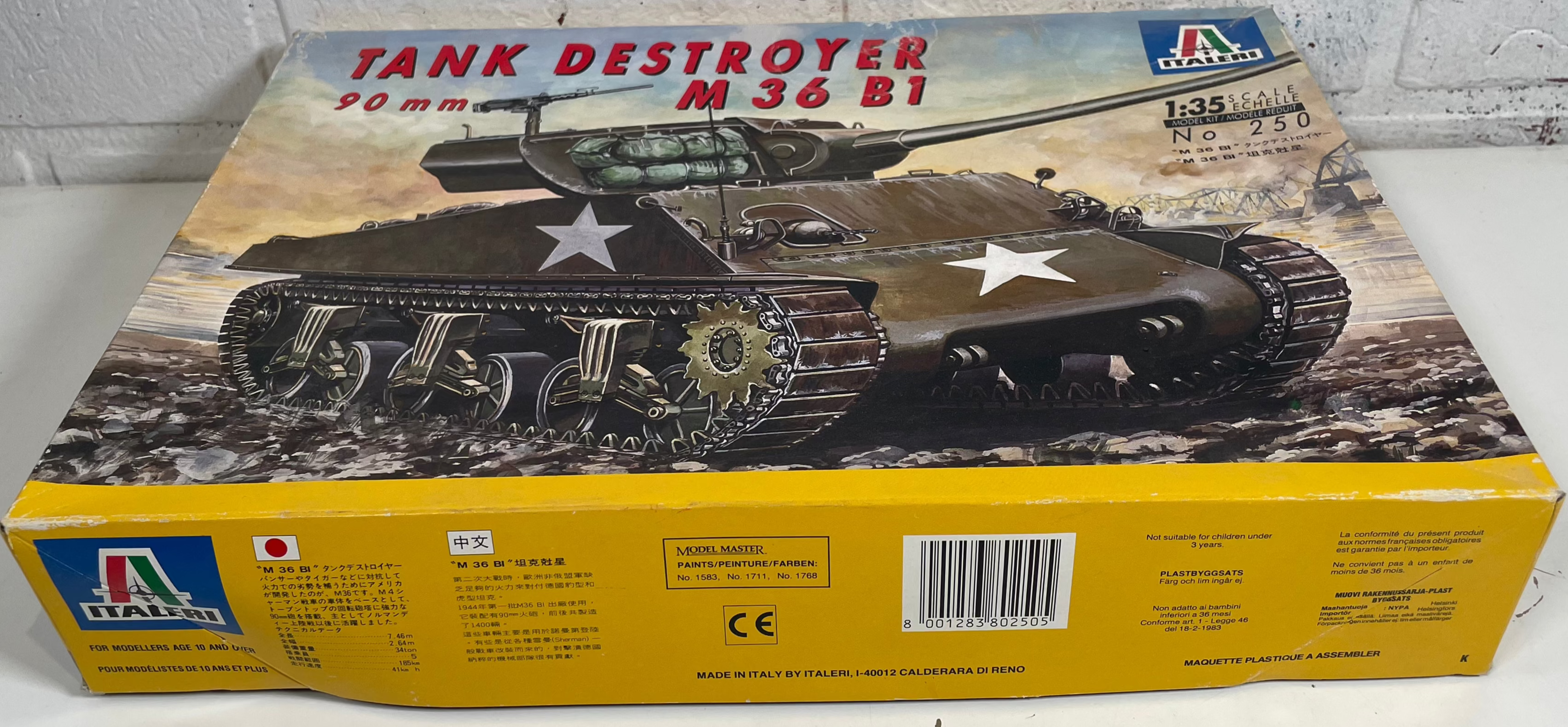 ITALERI 1:35 M36B1 90mm Tank Destroyer Model Kit #250 GMC *COMPLETE UNSTARTED*