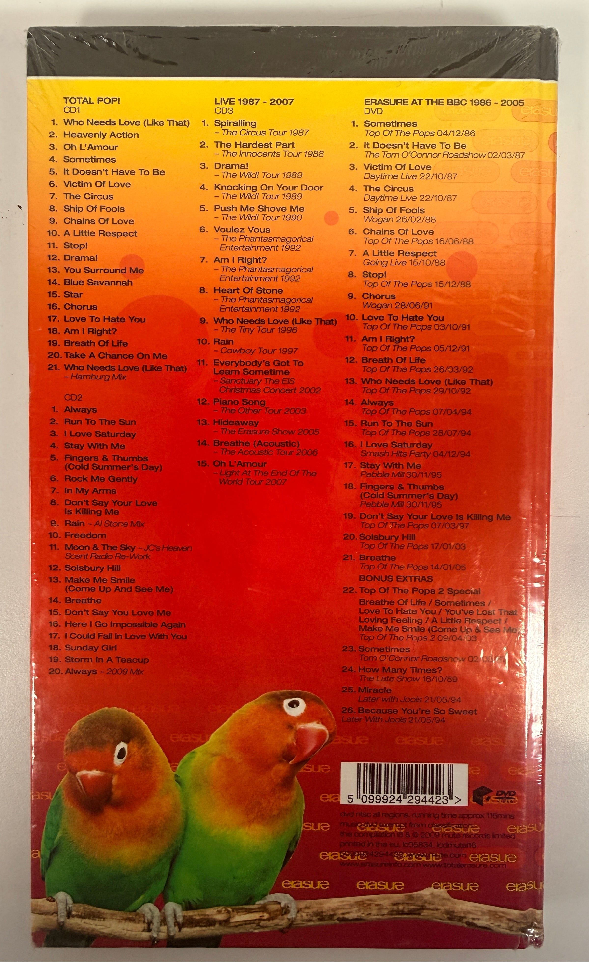 Erasure Total Pop Deluxe sealed 4 disc box set with 40 hits, booklet, BBC performances and bonus content. Rare collector synthpop release.