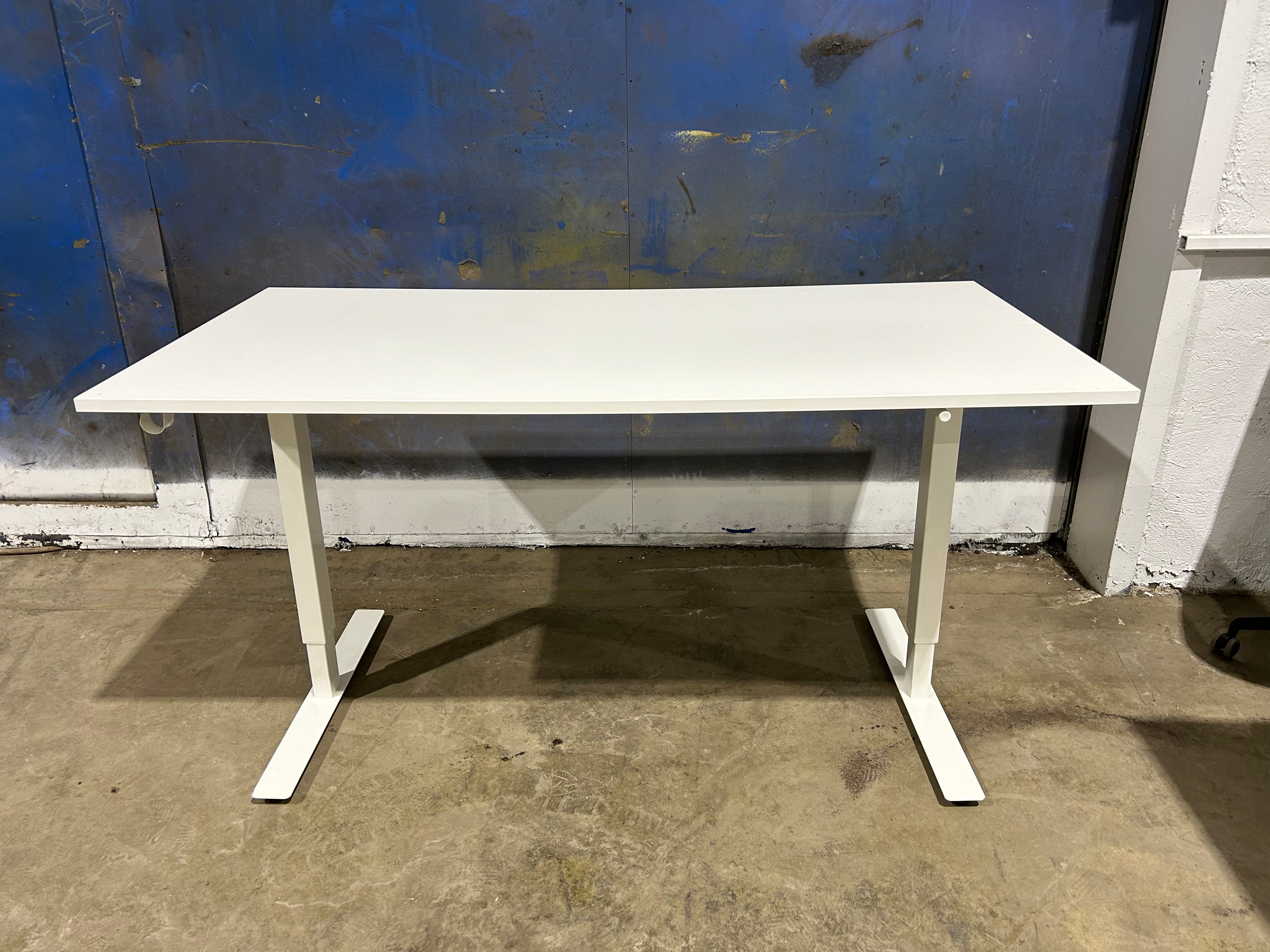 White Adjustable Sit Stand Desk