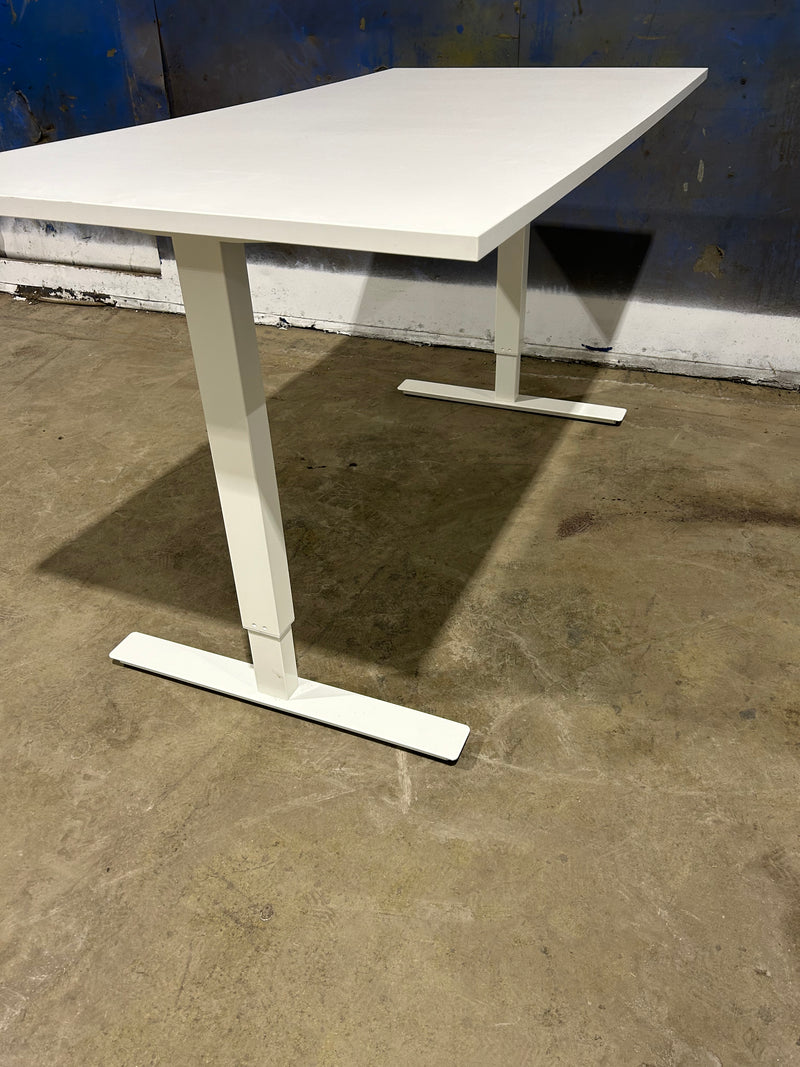 White Adjustable Sit Stand Desk